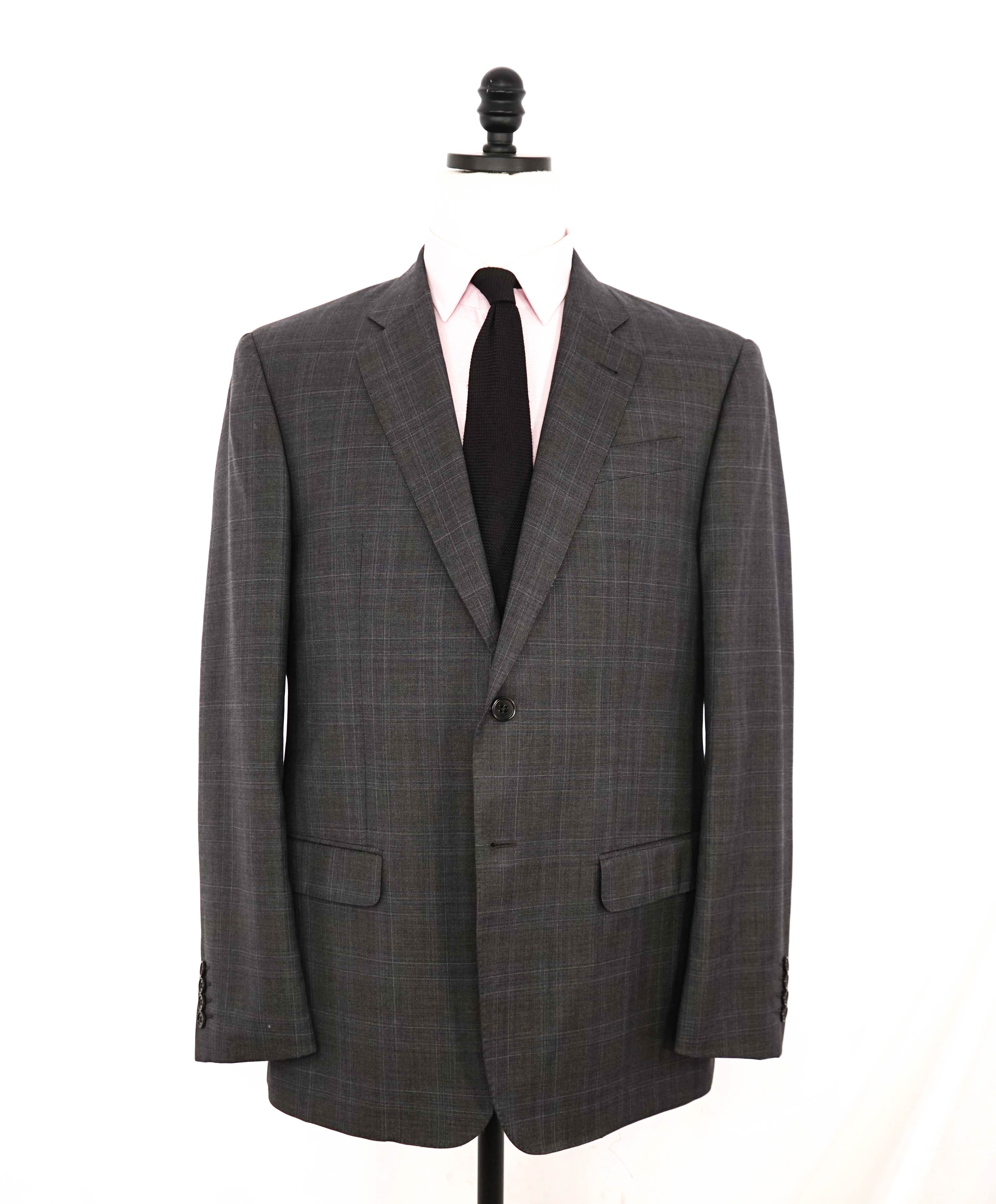 $2,000 ARMANI COLLEZIONI - Gray Check Plaid Notch Lapel Suit - 44R