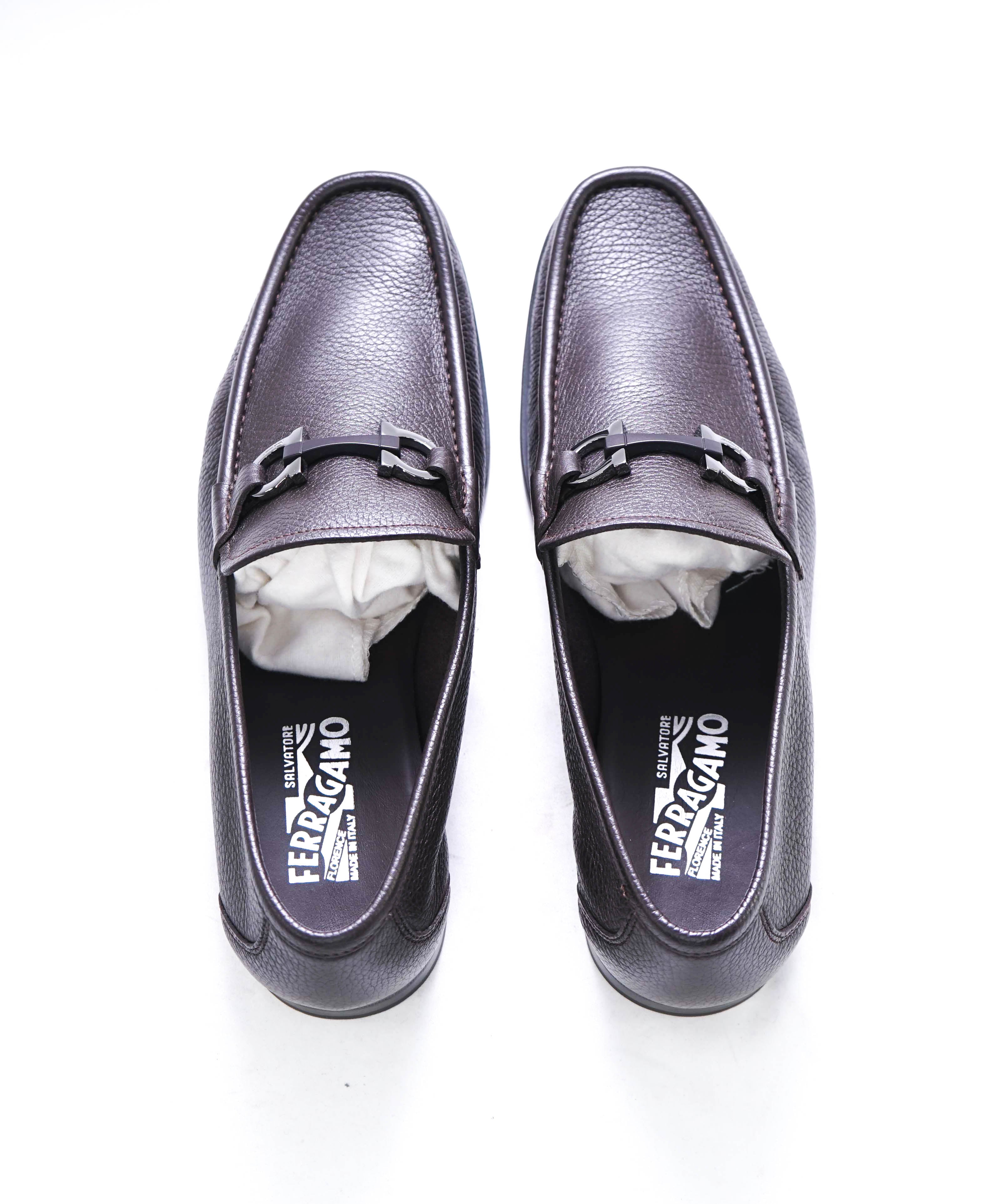 $850 SALVATORE FERRAGAMO - “GRANDIOSO" Gancini Bit Loafer Brown Leather - 9.5 EE
