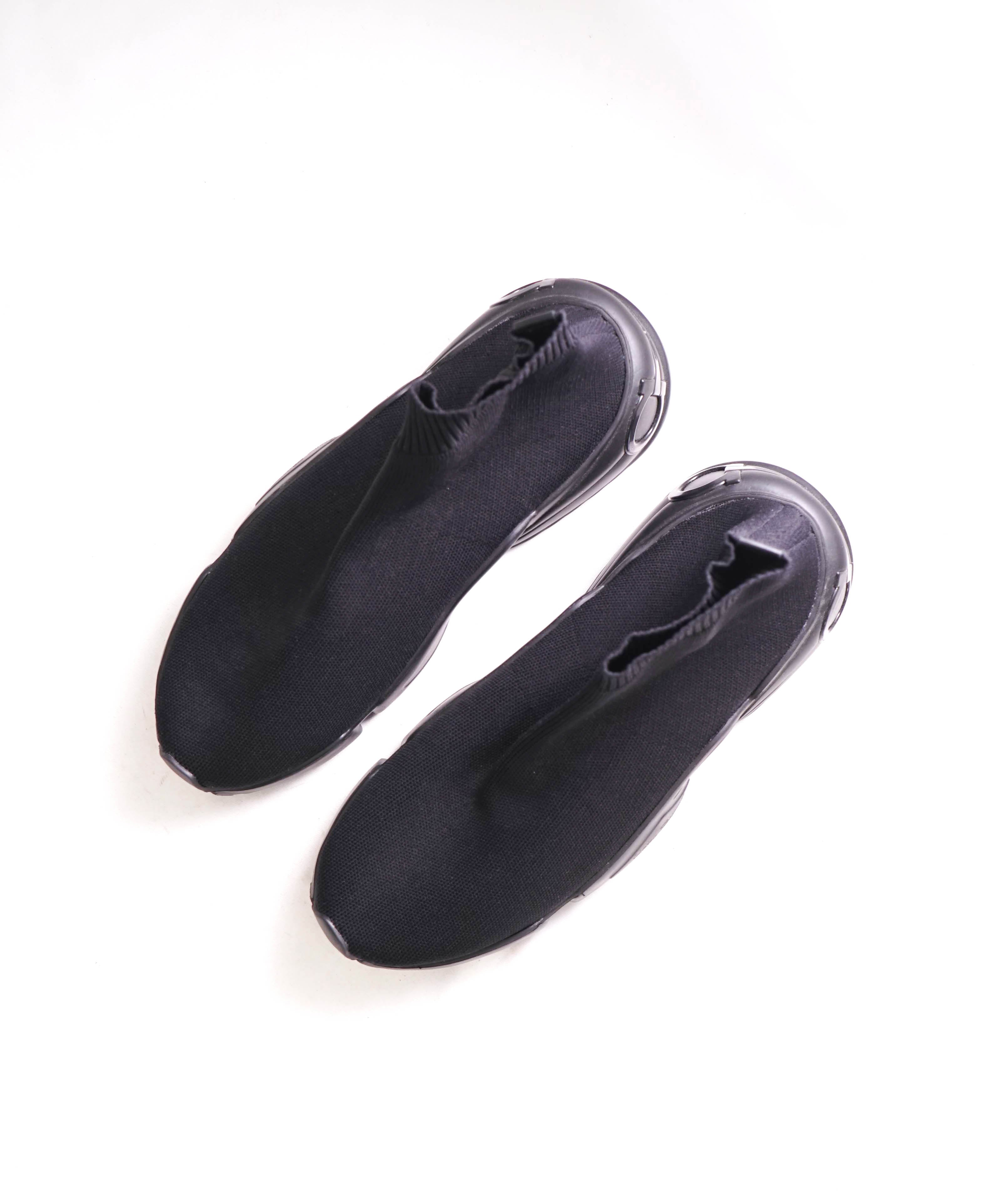 $995 SALVATORE FERRAGAMO - Knit Black Sock Lug Sole Sneaker - 8 M US