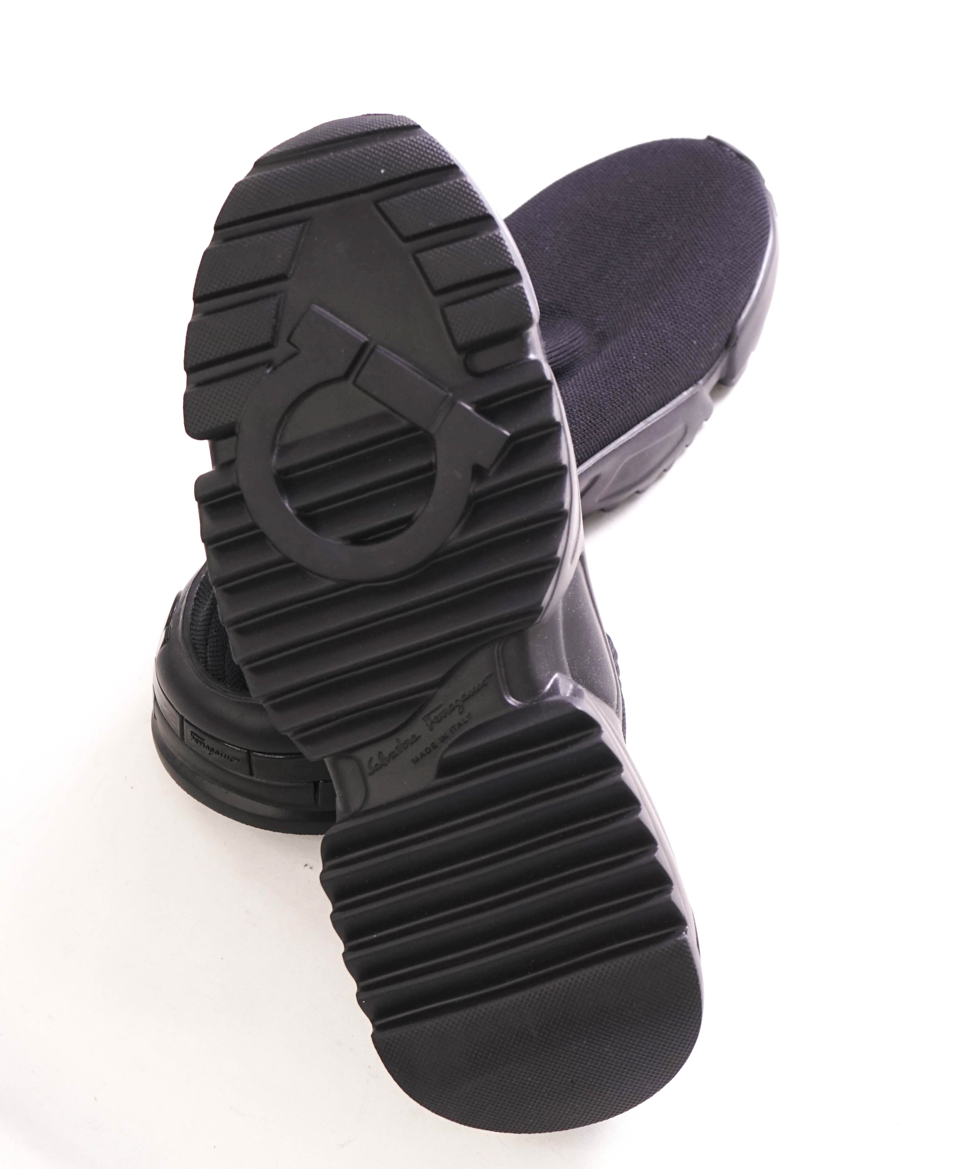 $995 SALVATORE FERRAGAMO - Knit Black Sock Lug Sole Sneaker - 8 M US