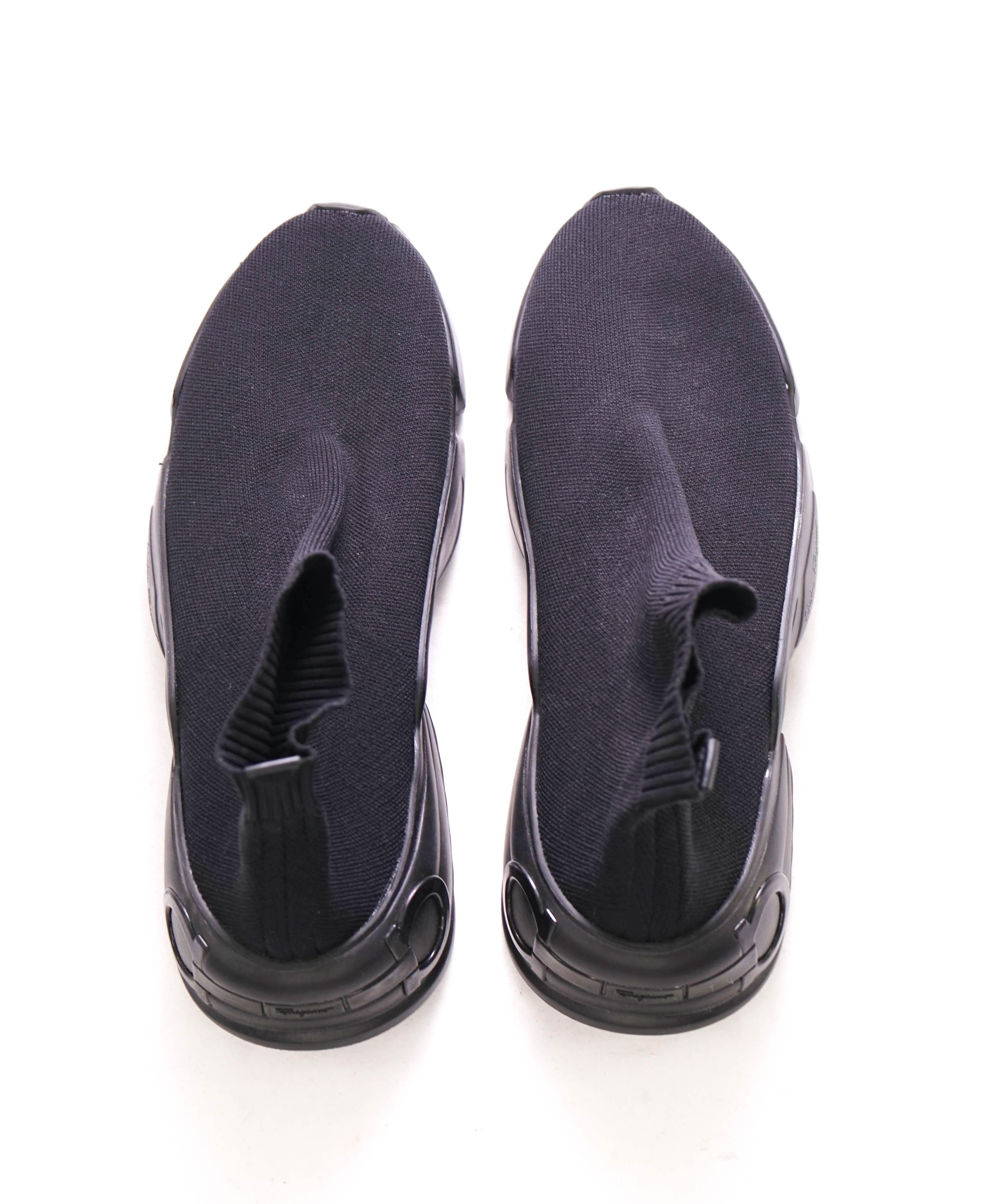 $995 SALVATORE FERRAGAMO - Knit Black Sock Lug Sole Sneaker - 8 M US