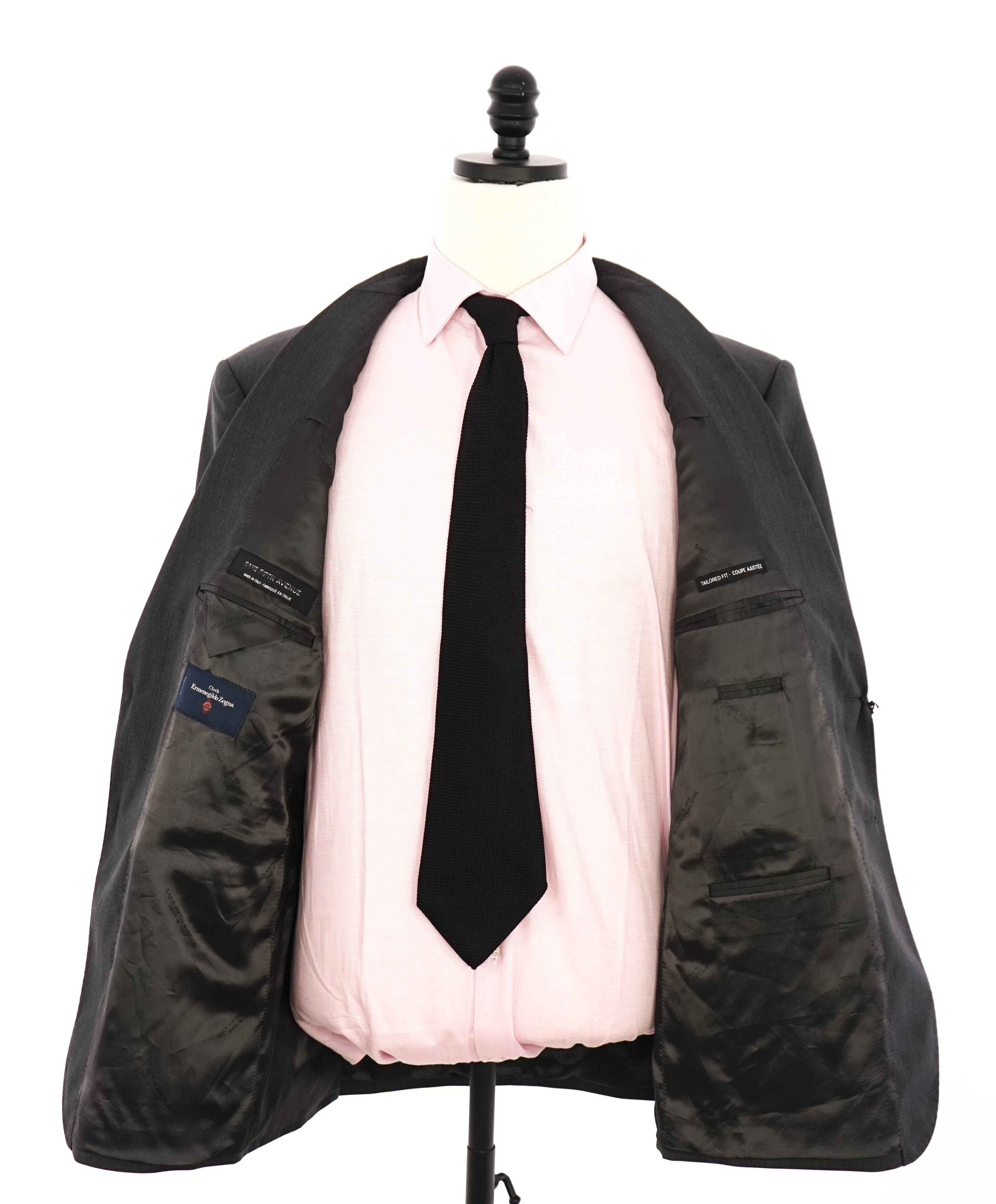 ERMENEGILDO ZEGNA - "TAILORED FIT" SAKS FIFTH AVENUE *SILK* Gray Suit - 44S