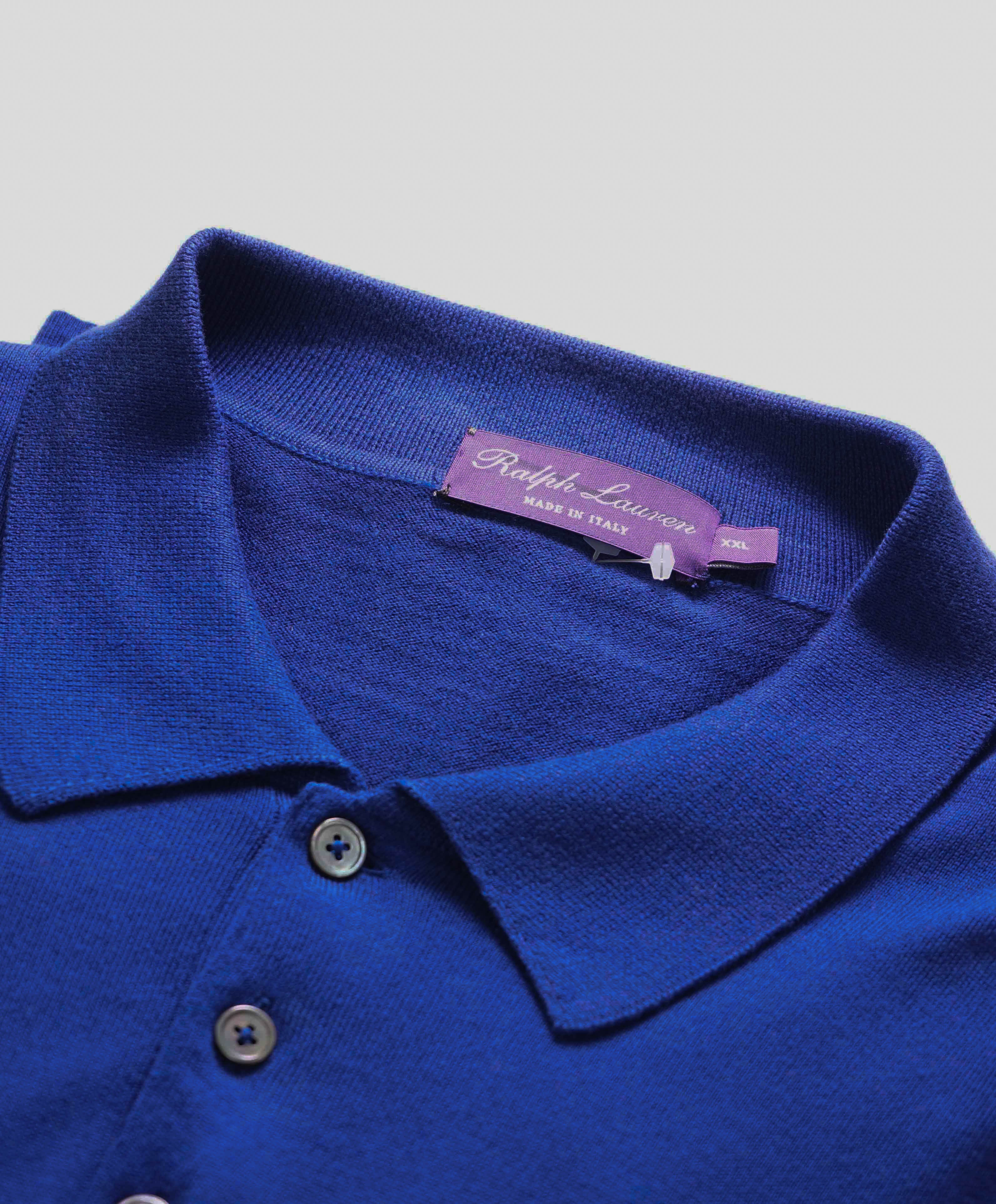 $700 RALPH LAUREN PURPLE LABEL - Cobalt Blue Pullover Cotton Sweater Polo - XXL