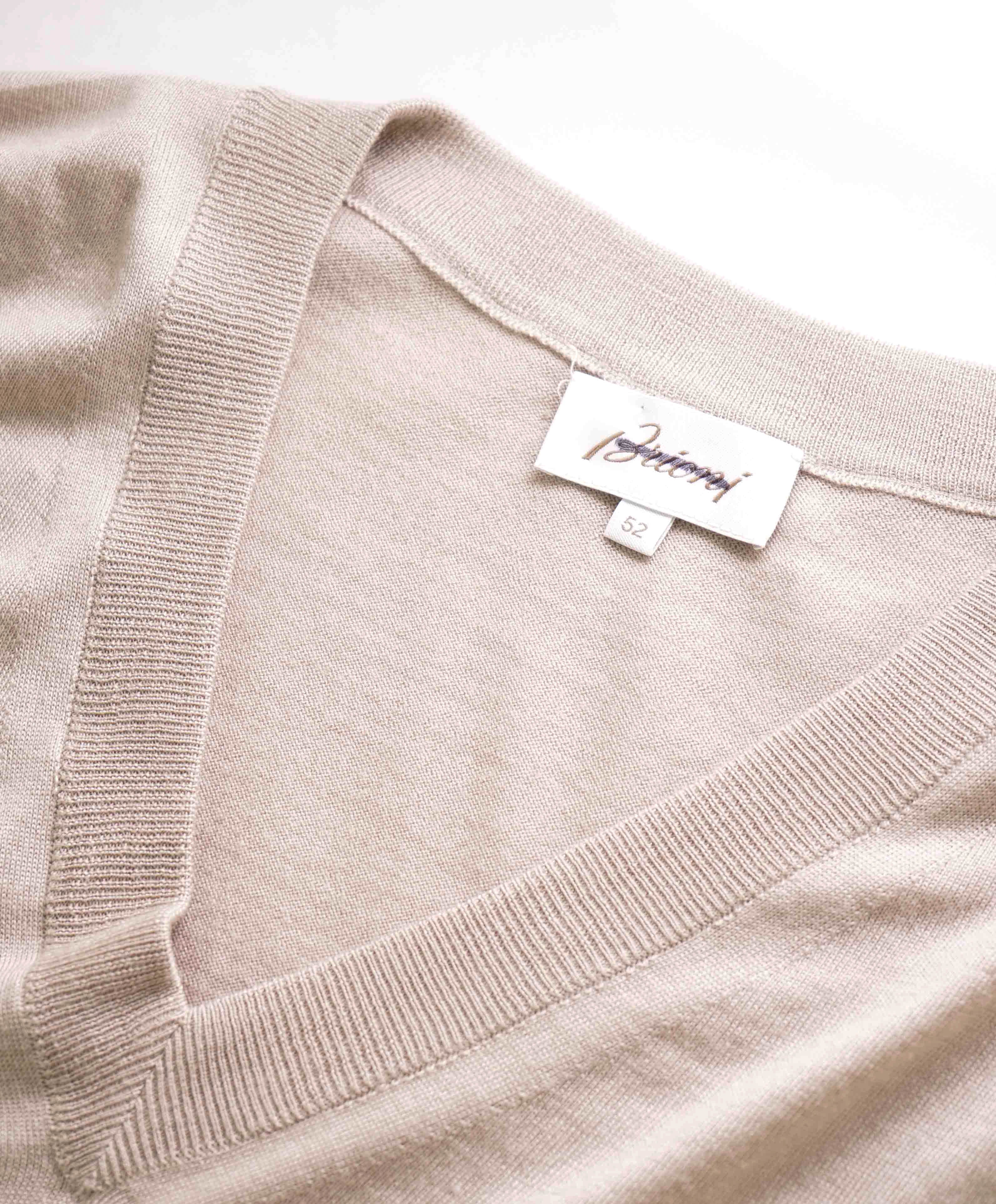 $1,395 BRIONI -WOOL/SILK/CASHMERE Beige V-Neck Pullover Sweater- 42 (52EU)