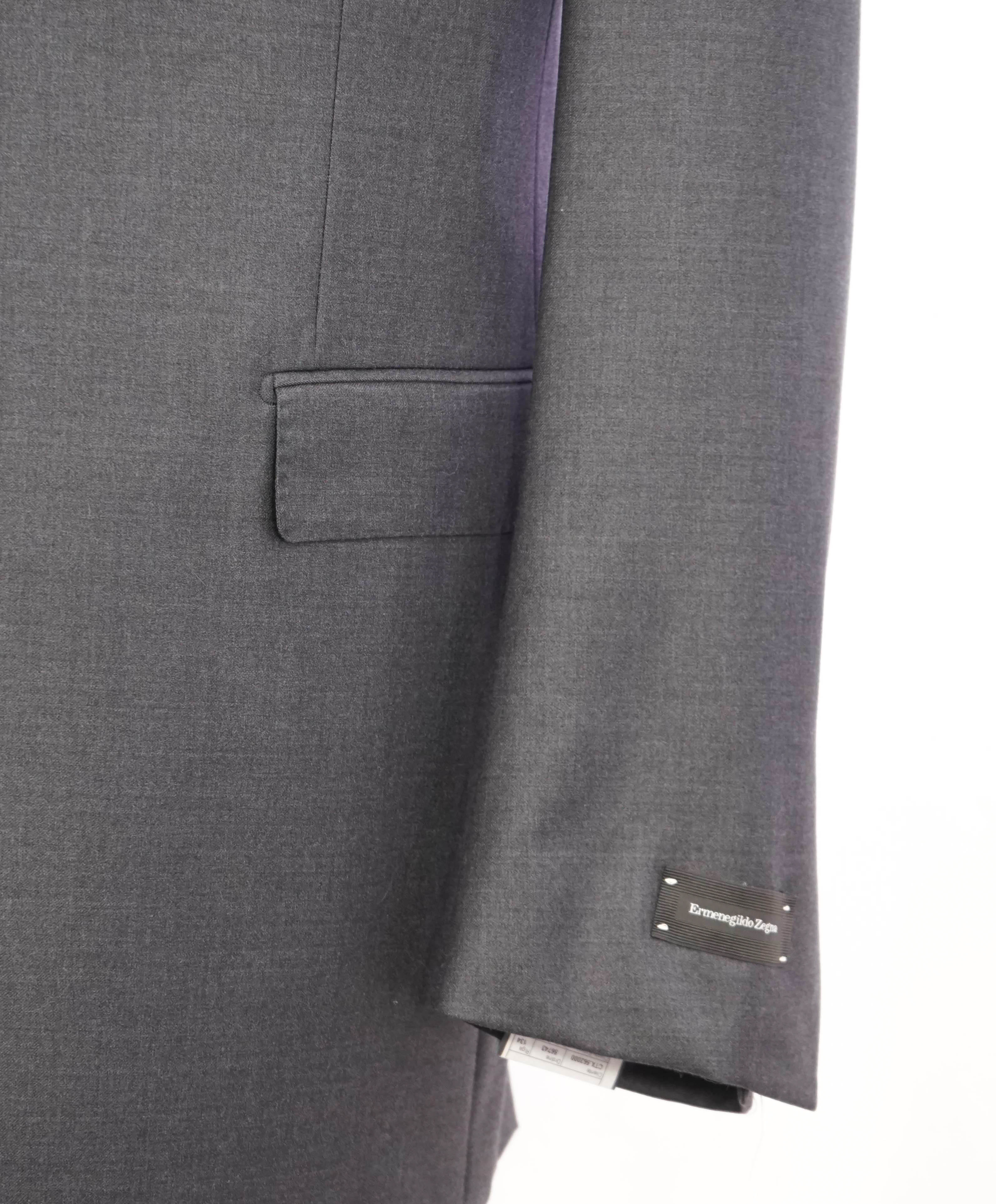 $3,295 ERMENEGILDO ZEGNA -"TROFEO" Solid GRAY Closet Staple Blazer - 48L
