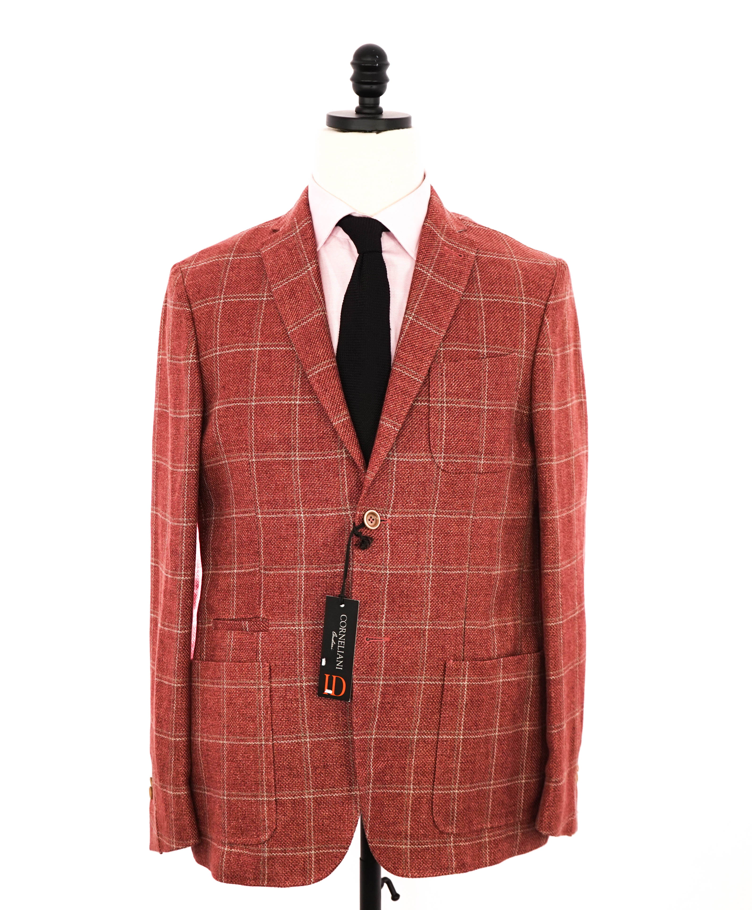 $1,595 CORNELIANI - Pink/Red LINEN/WOOL Logo Blazer - 40R