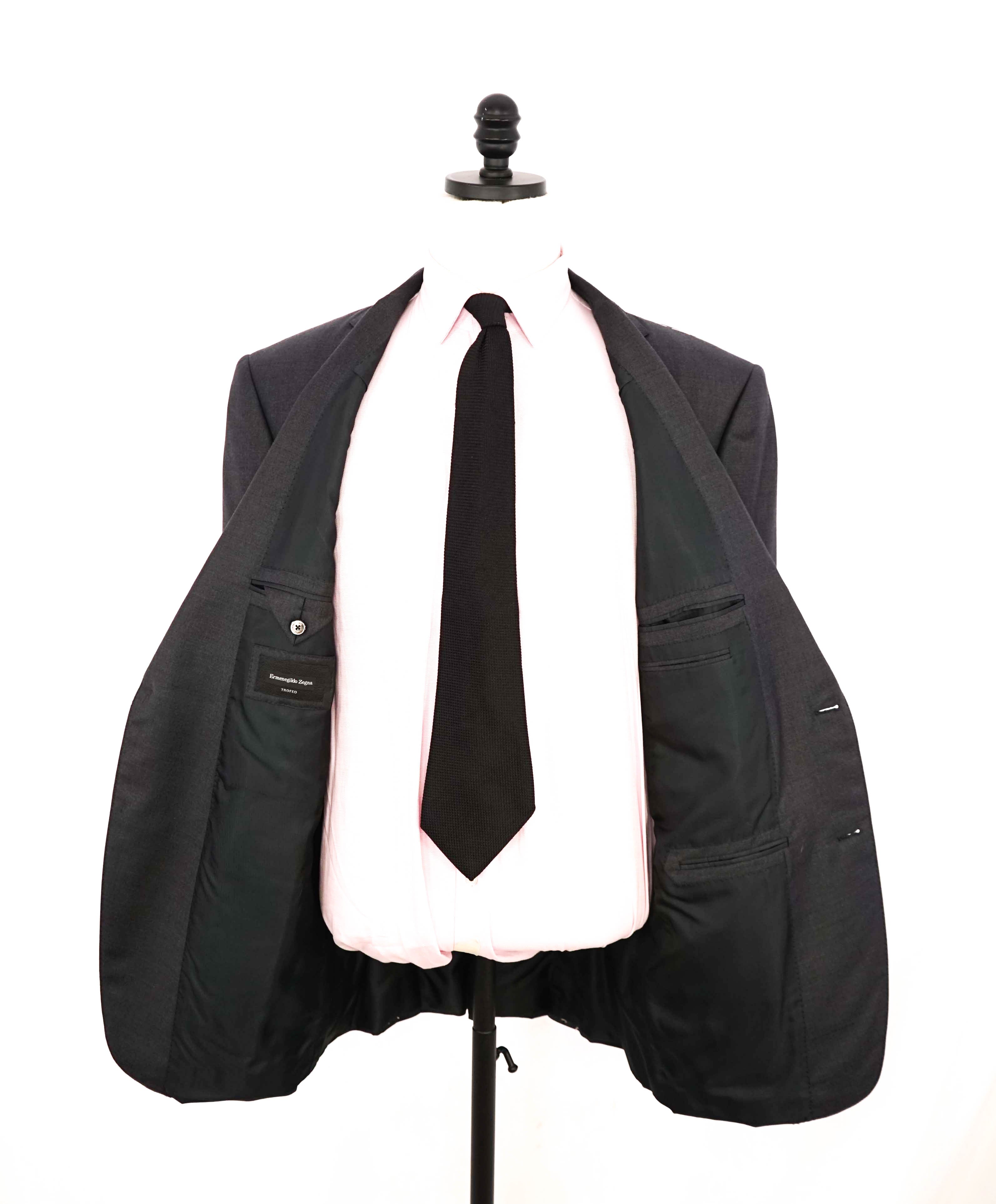 $3,295 ERMENEGILDO ZEGNA -"TROFEO" Solid GRAY Closet Staple Blazer - 48L