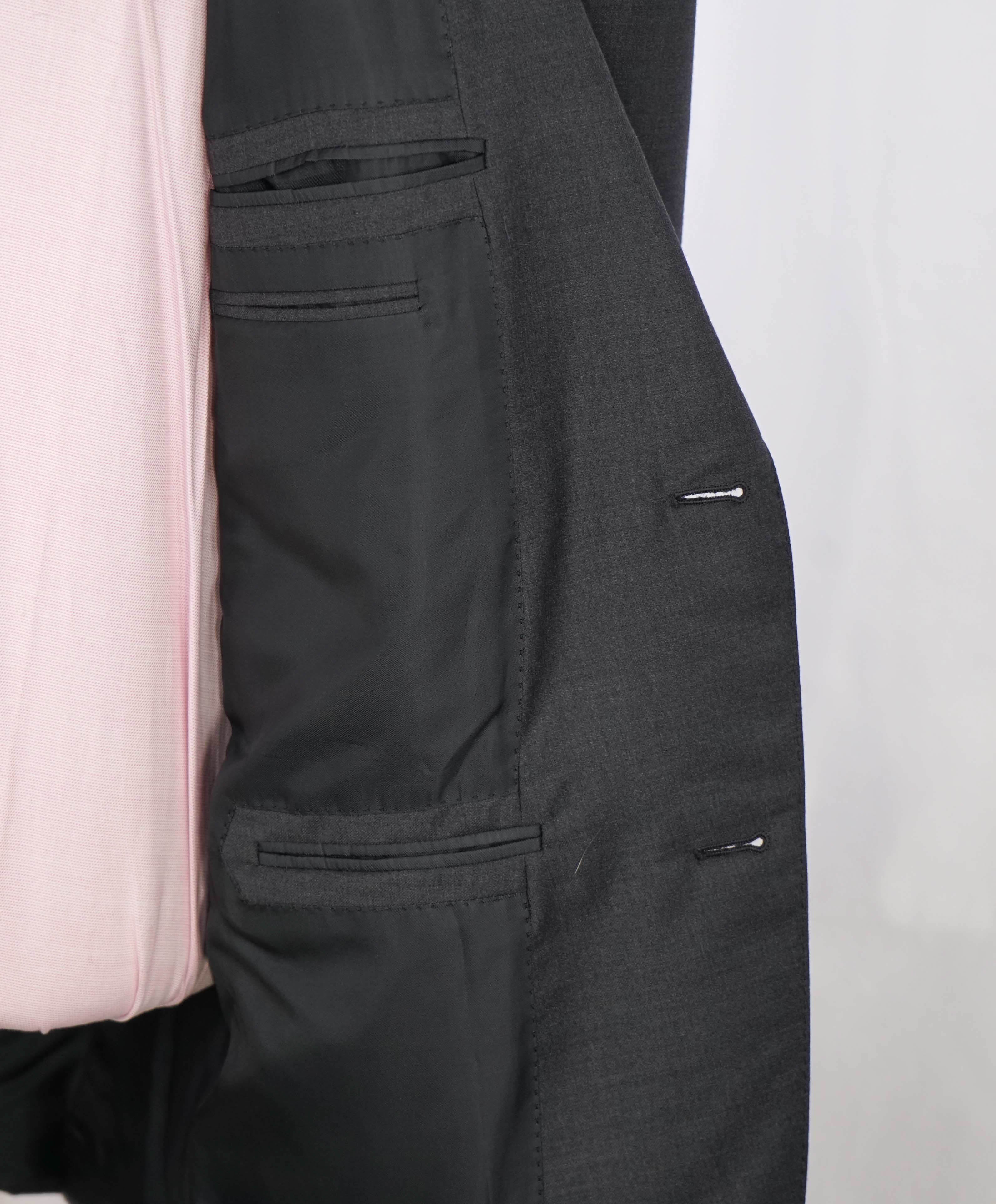 $3,295 ERMENEGILDO ZEGNA -"TROFEO" Solid GRAY Closet Staple Blazer - 48L