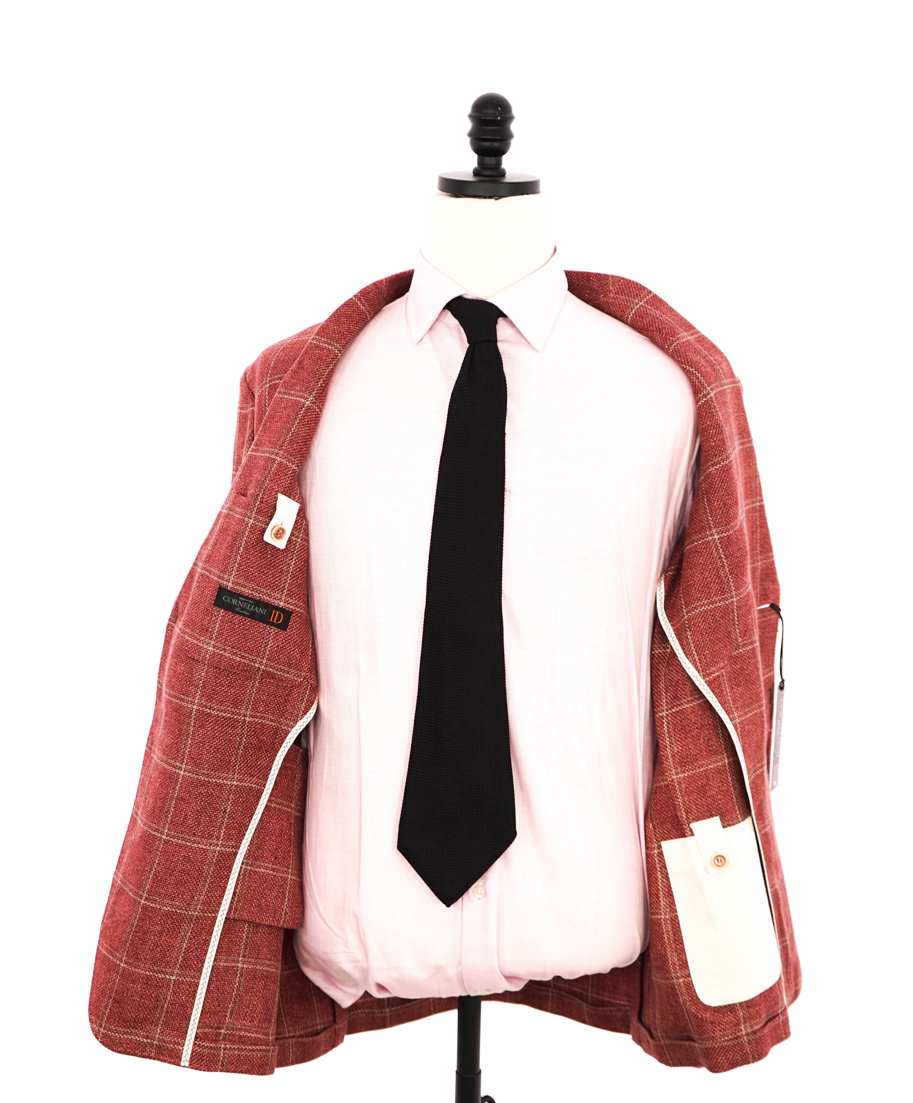 $1,595 CORNELIANI - Pink/Red LINEN/WOOL Logo Blazer - 40R