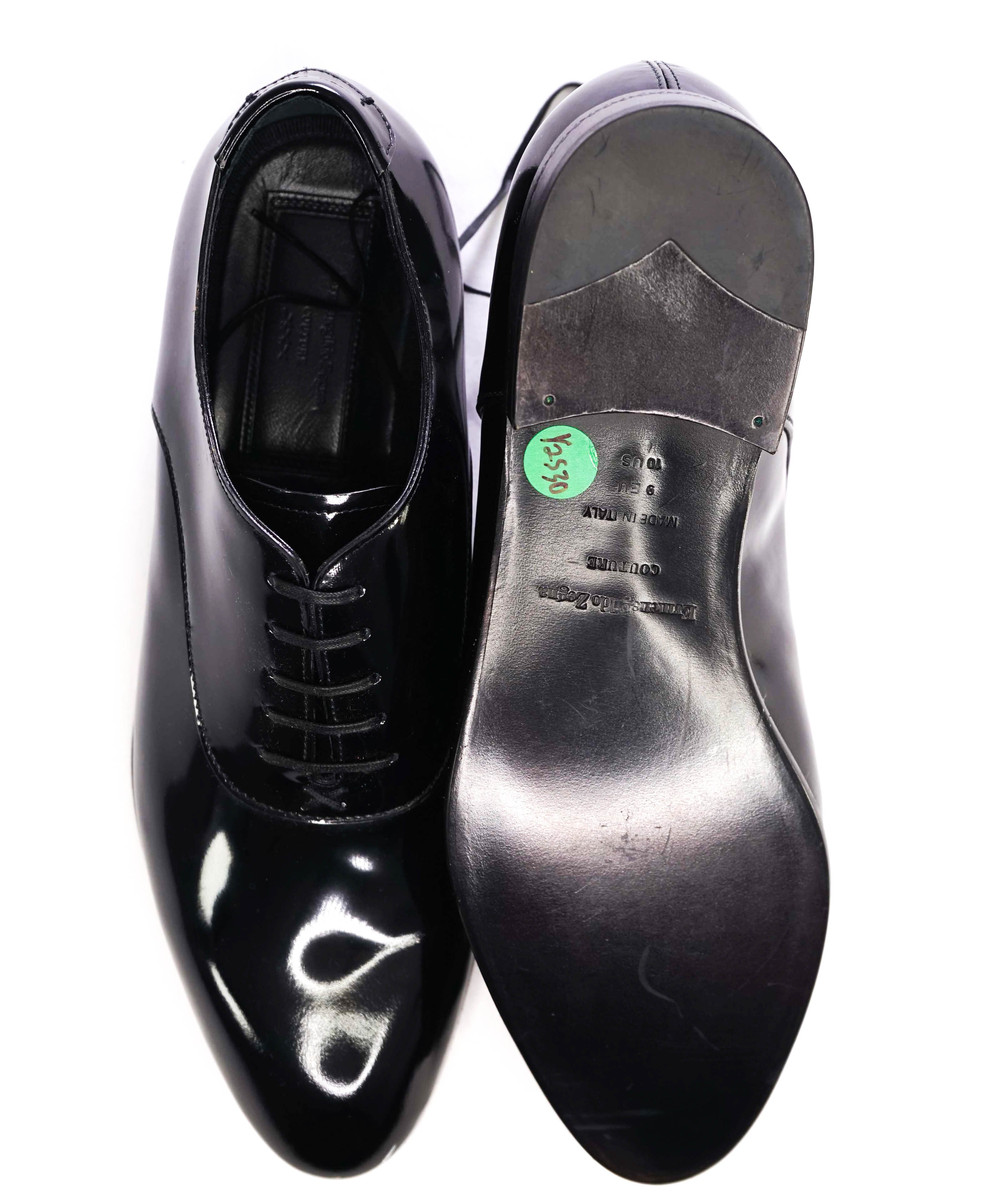 $890 ERMENEGILDO ZEGNA - Monte Carlo Black Patent Leather Oxfords - 10 US
