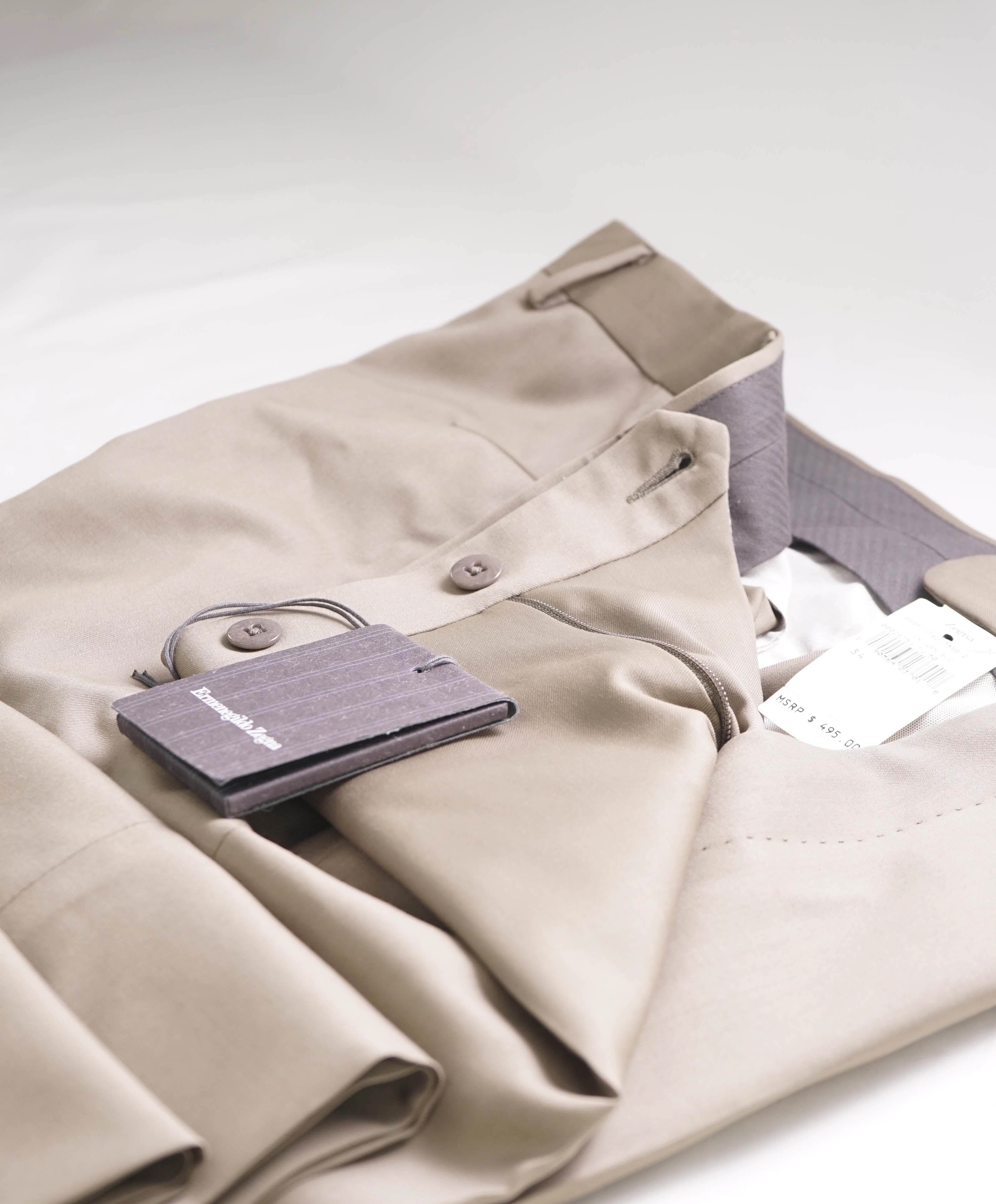 $600 ERMENEGILDO ZEGNA - Taupe ICRONSPHERE Premium Dress Pants - 34W (50EU)