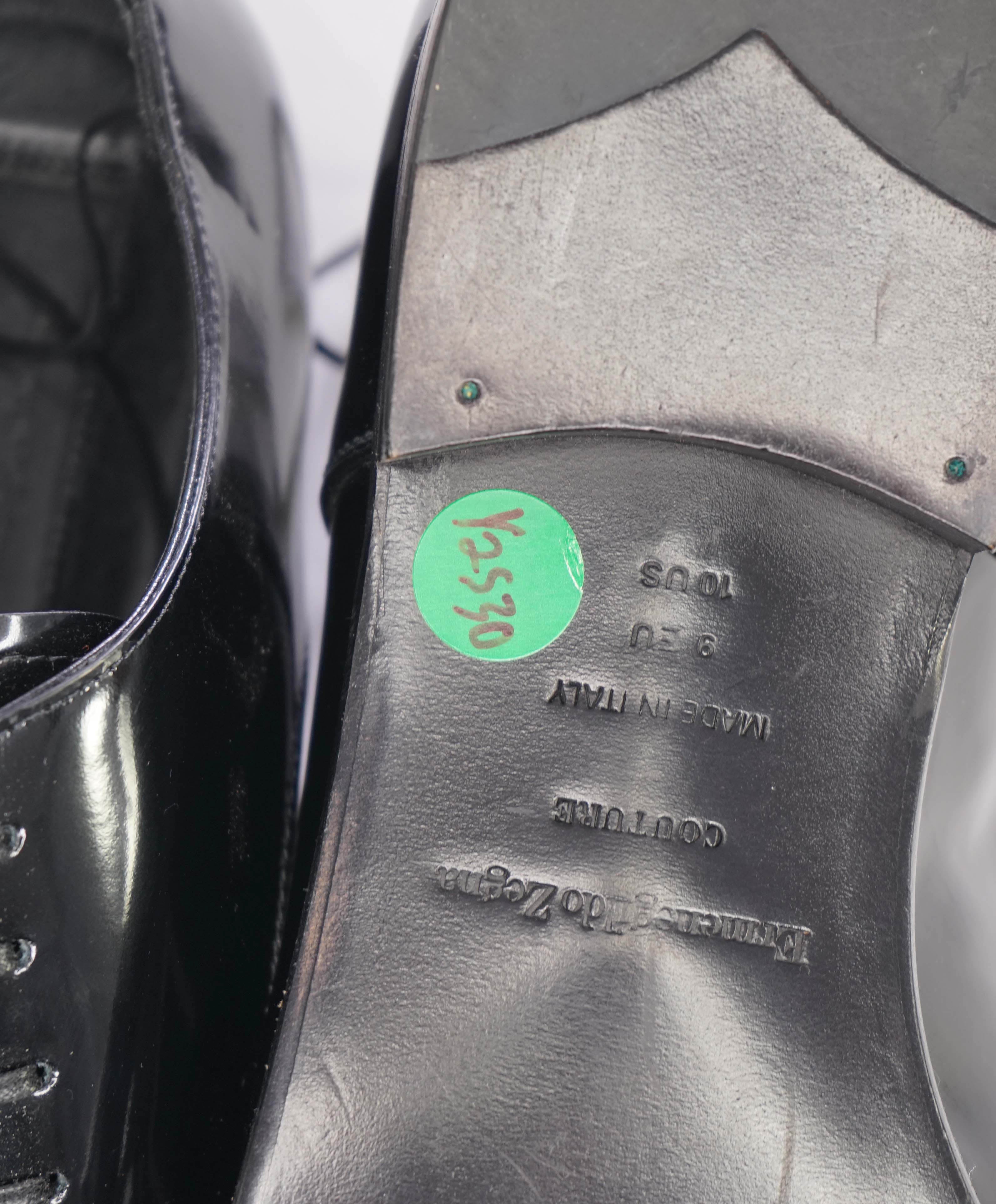 $890 ERMENEGILDO ZEGNA - Monte Carlo Black Patent Leather Oxfords - 10 US
