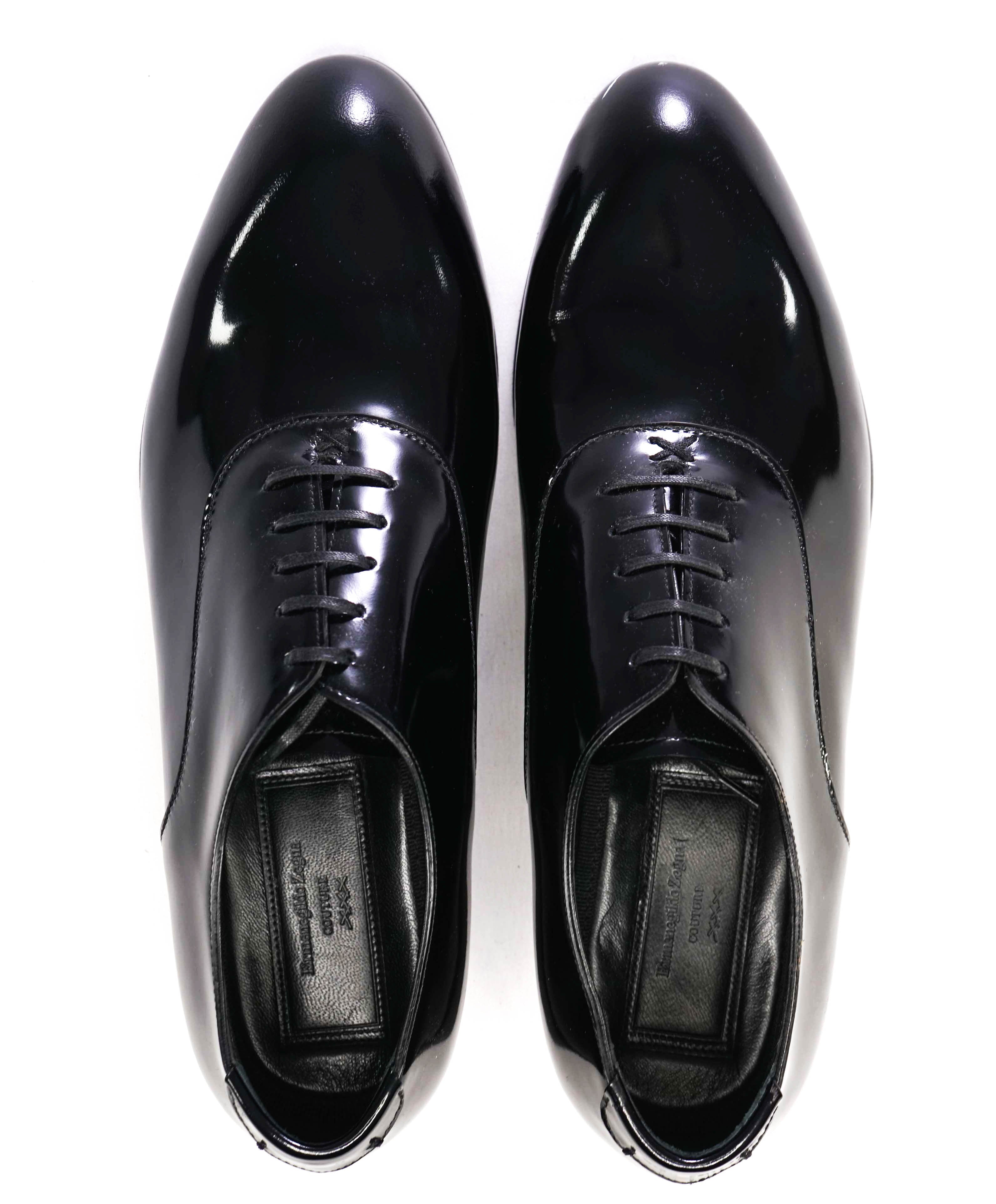 $890 ERMENEGILDO ZEGNA - Monte Carlo Black Patent Leather Oxfords - 10 US