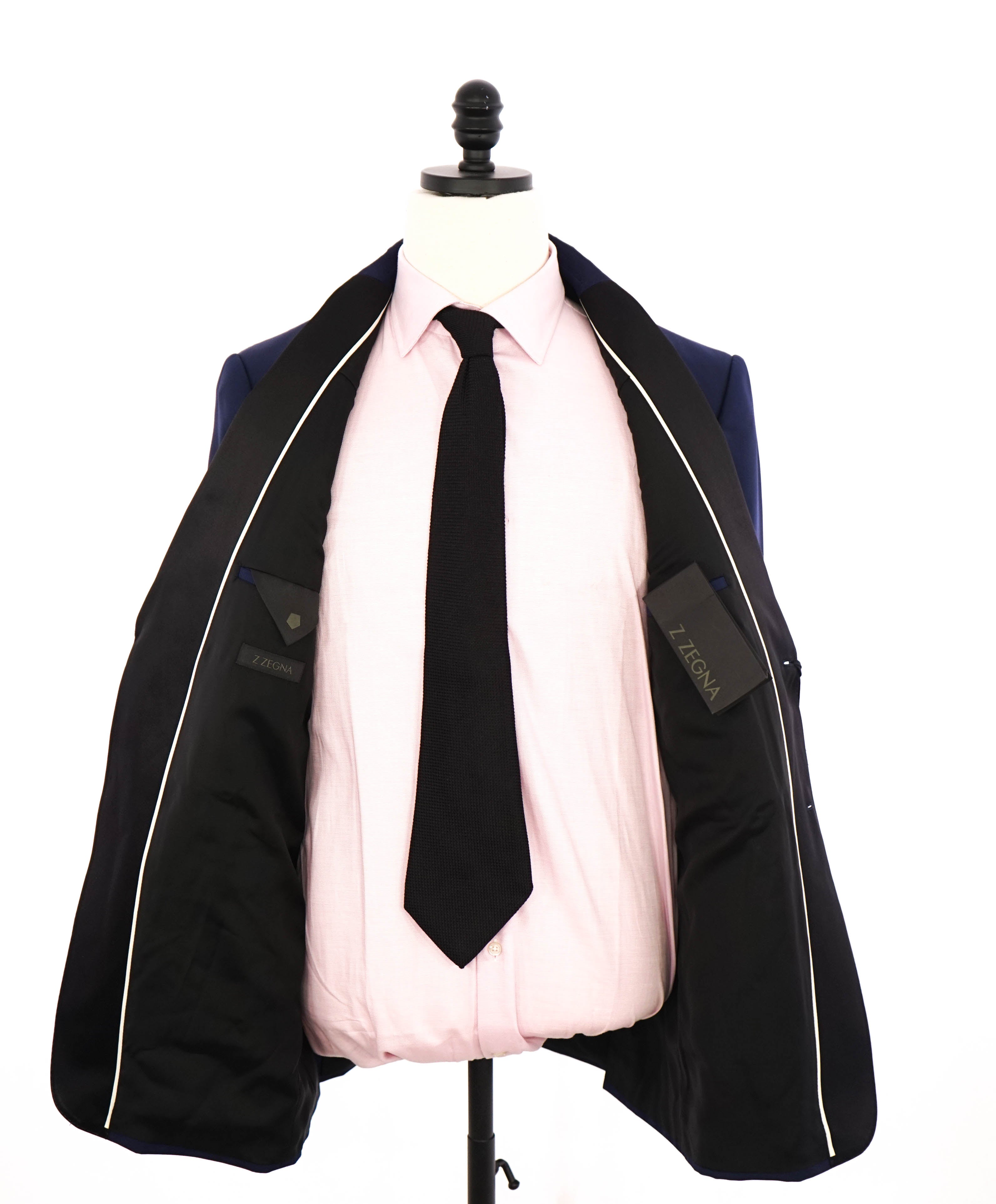 Z ZEGNA - Royal Blue Silk PEAK Lapel Drop 7 Wool Tuxedo Suit - 42R