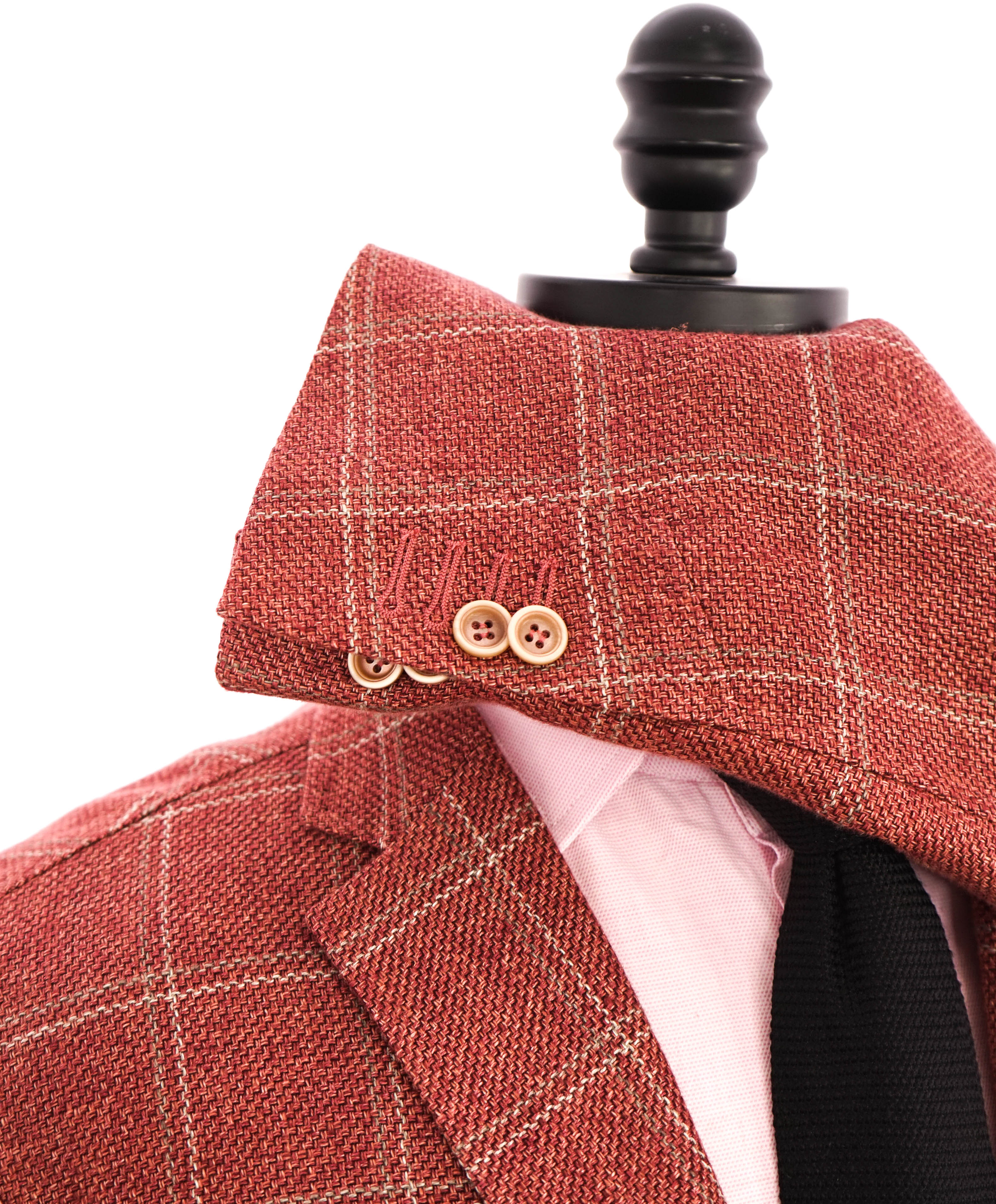 $1,595 CORNELIANI - Pink/Red LINEN/WOOL Logo Blazer - 40R