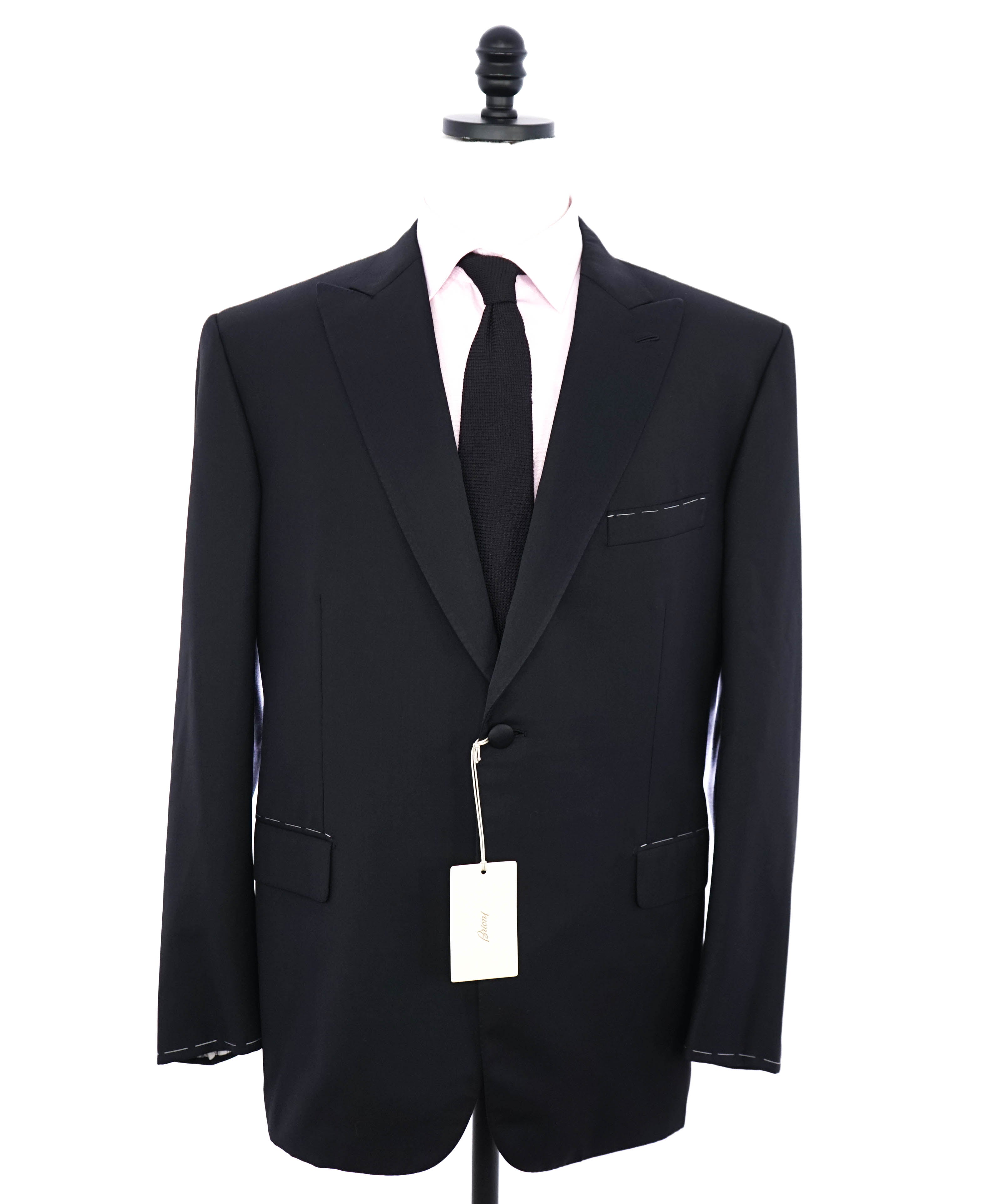 BRIONI - *CELEB FAVORITE* Hand Made Italy Black Peak Lapel Tuxedo - 48R