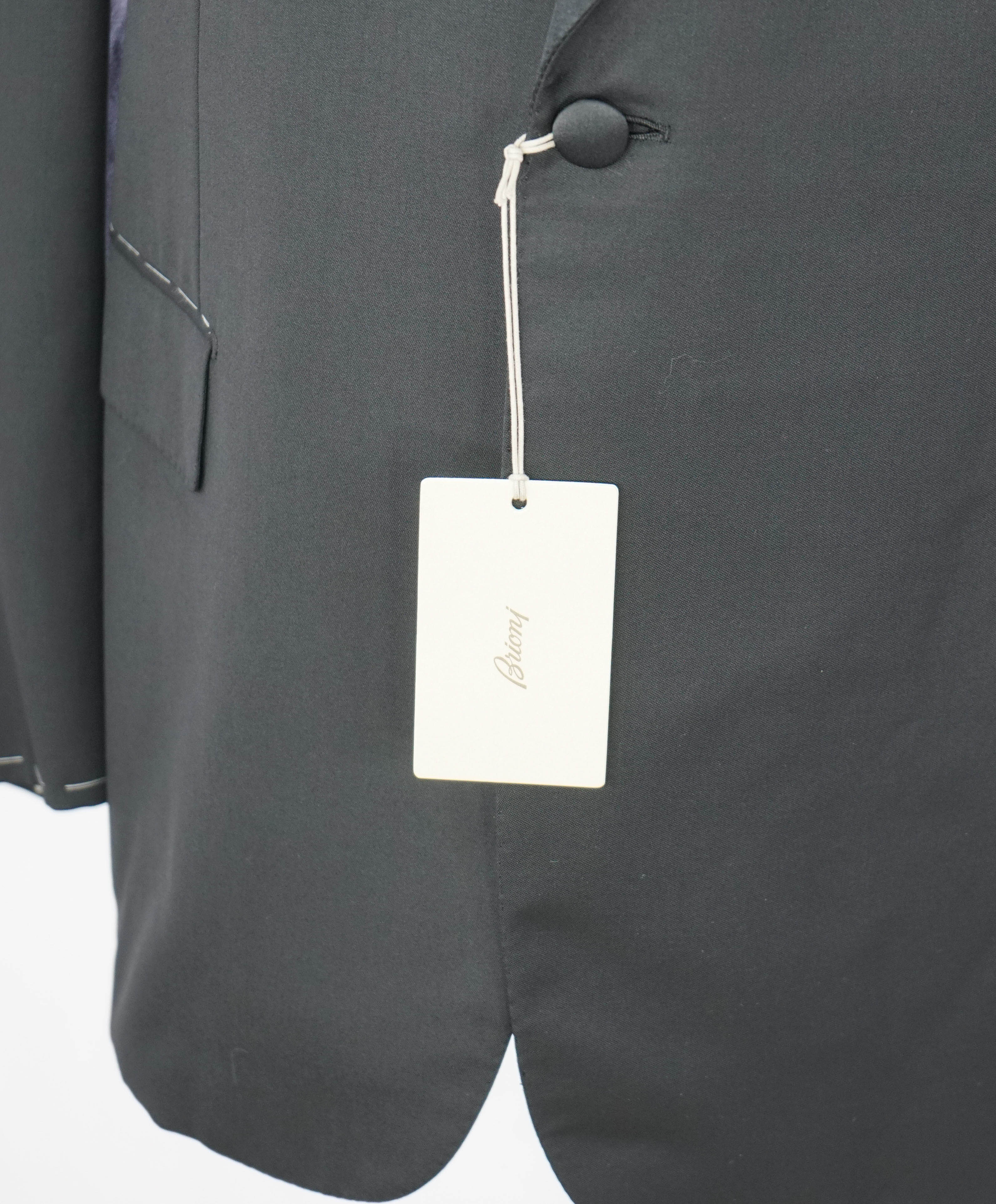 BRIONI - *CELEB FAVORITE* Hand Made Italy Black Peak Lapel Tuxedo - 48R