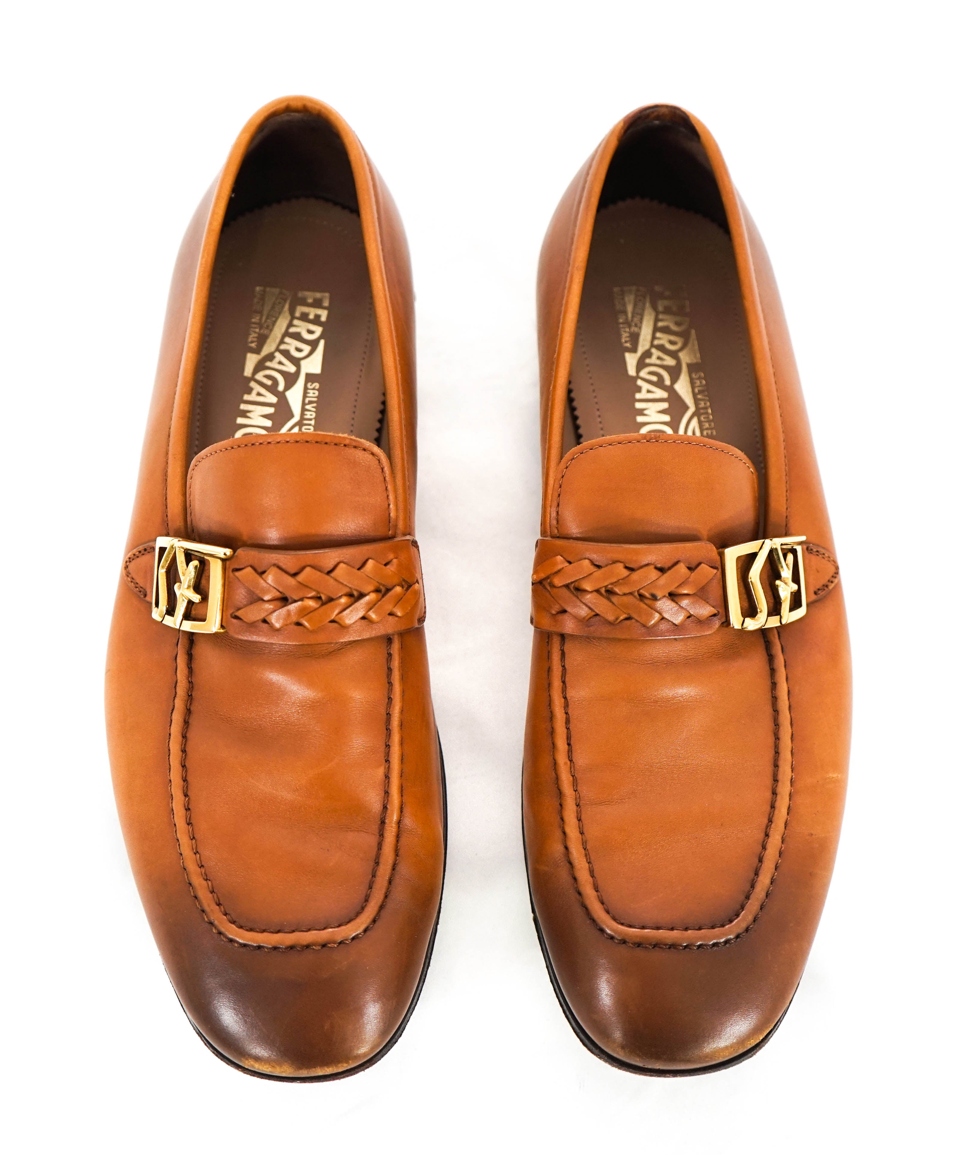 $750 SALVATORE FERRAGAMO - "NAIROBI" Braided Leather SF Loafer - 9EE US