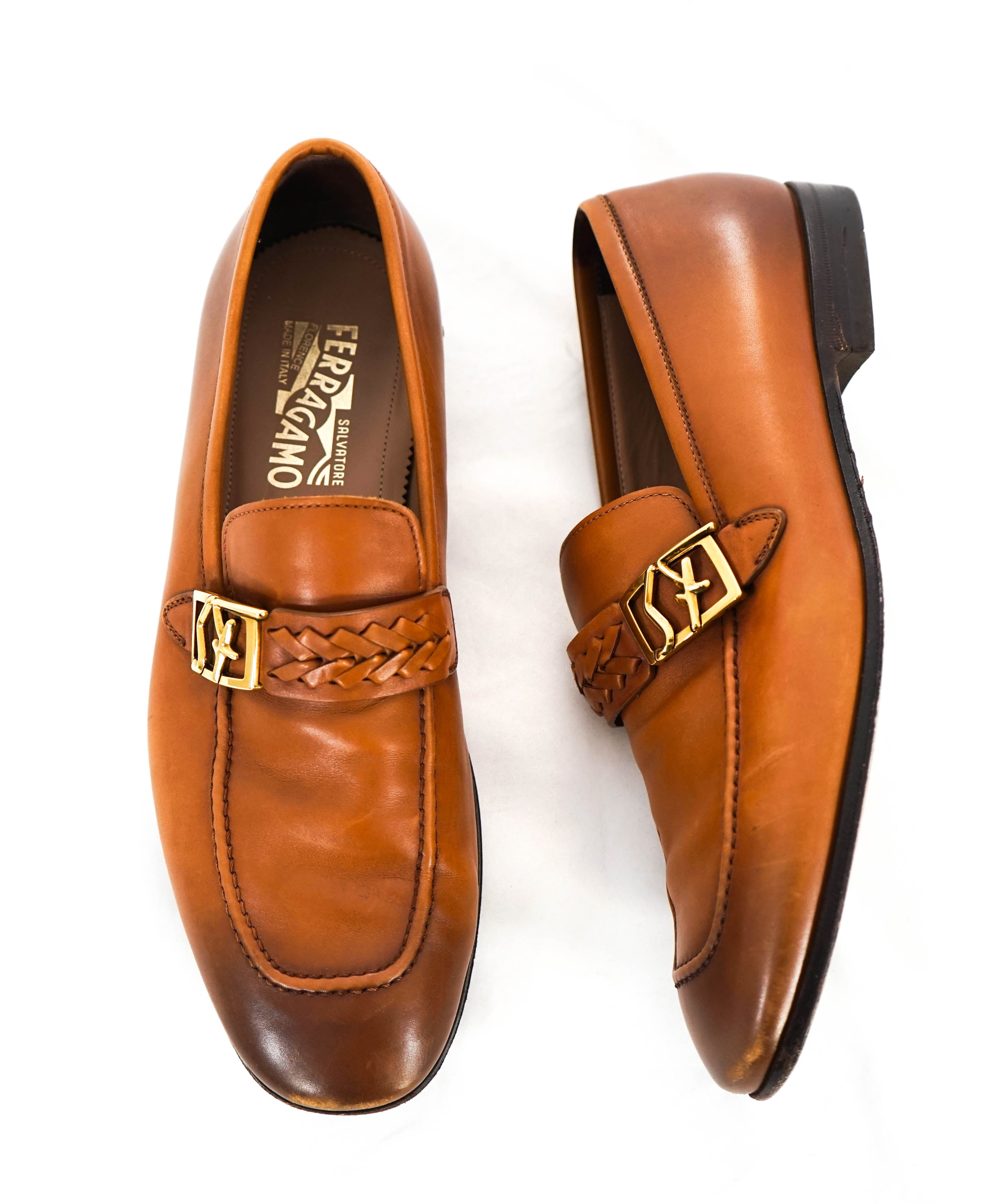 $750 SALVATORE FERRAGAMO - "NAIROBI" Braided Leather SF Loafer - 9EE US