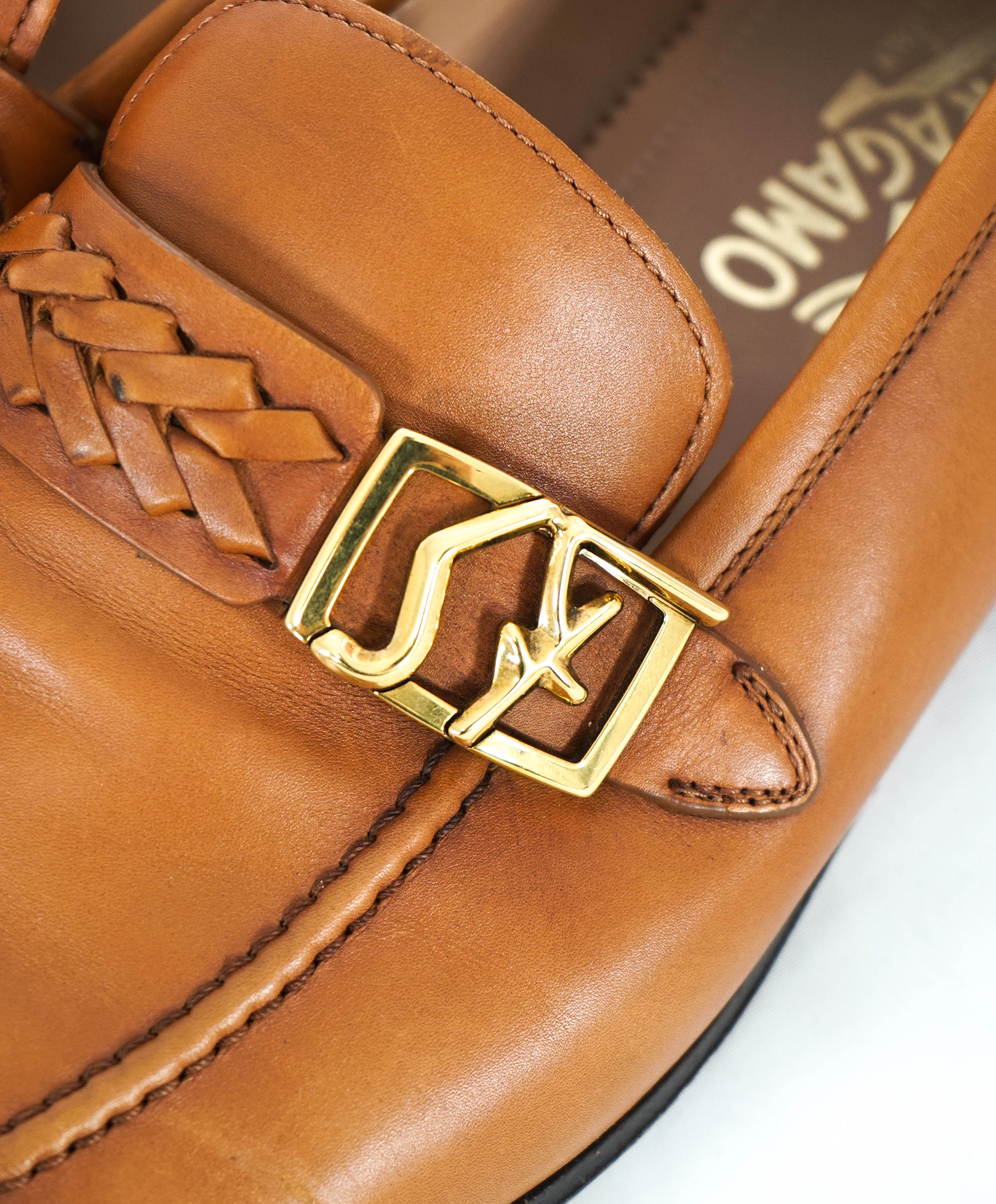 $750 SALVATORE FERRAGAMO - "NAIROBI" Braided Leather SF Loafer - 9EE US