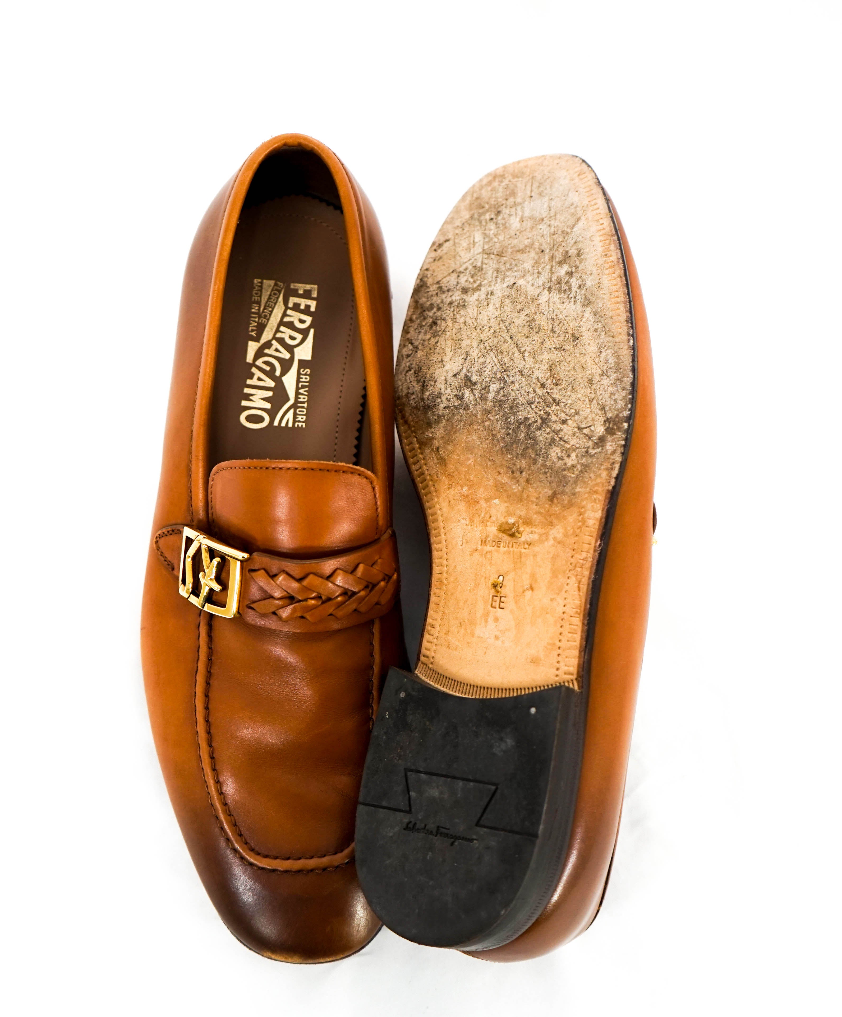 $750 SALVATORE FERRAGAMO - "NAIROBI" Braided Leather SF Loafer - 9EE US