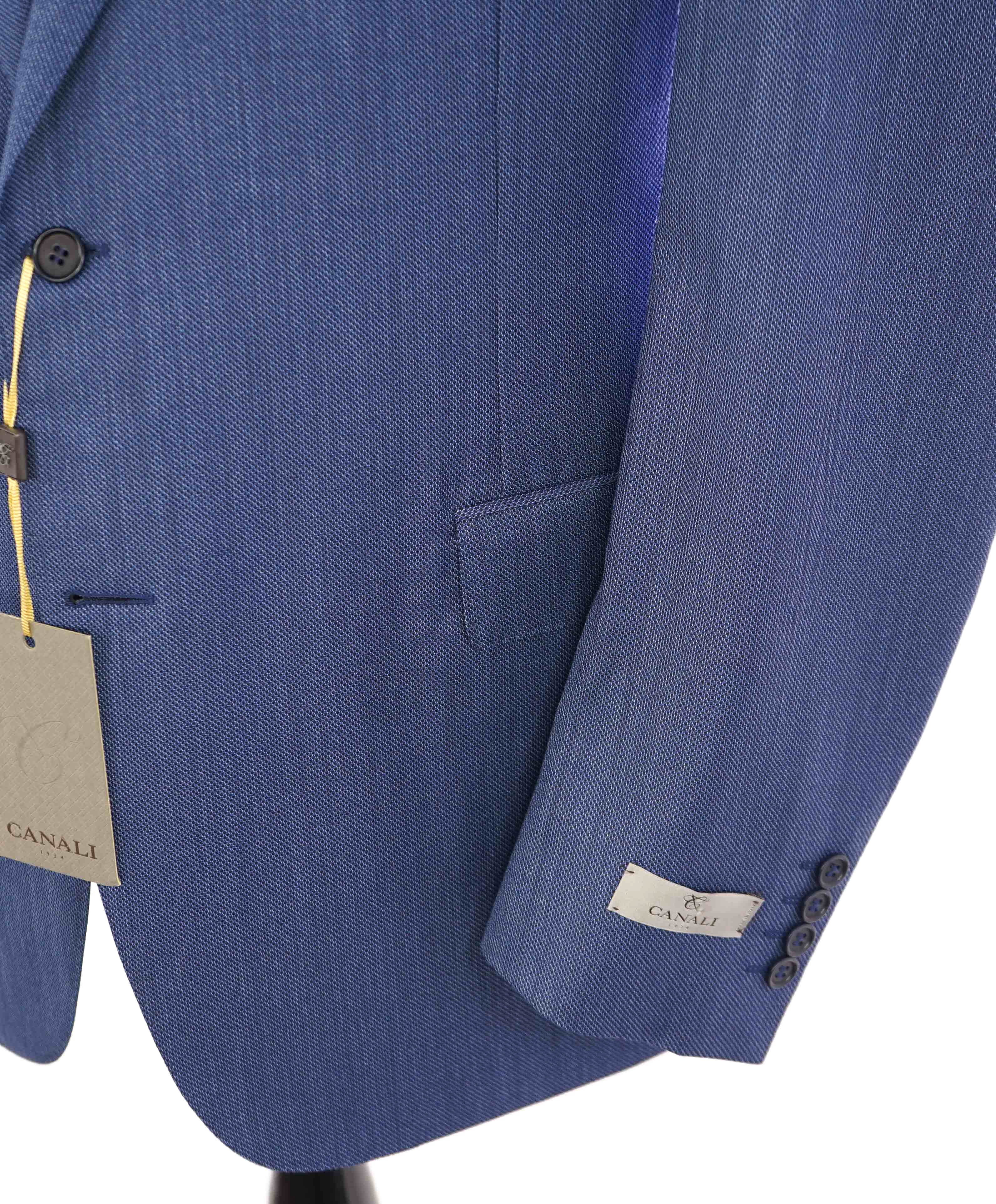 $1,895 CANALI - Light Blue Textured Birdseye Wool Blazer - 48L