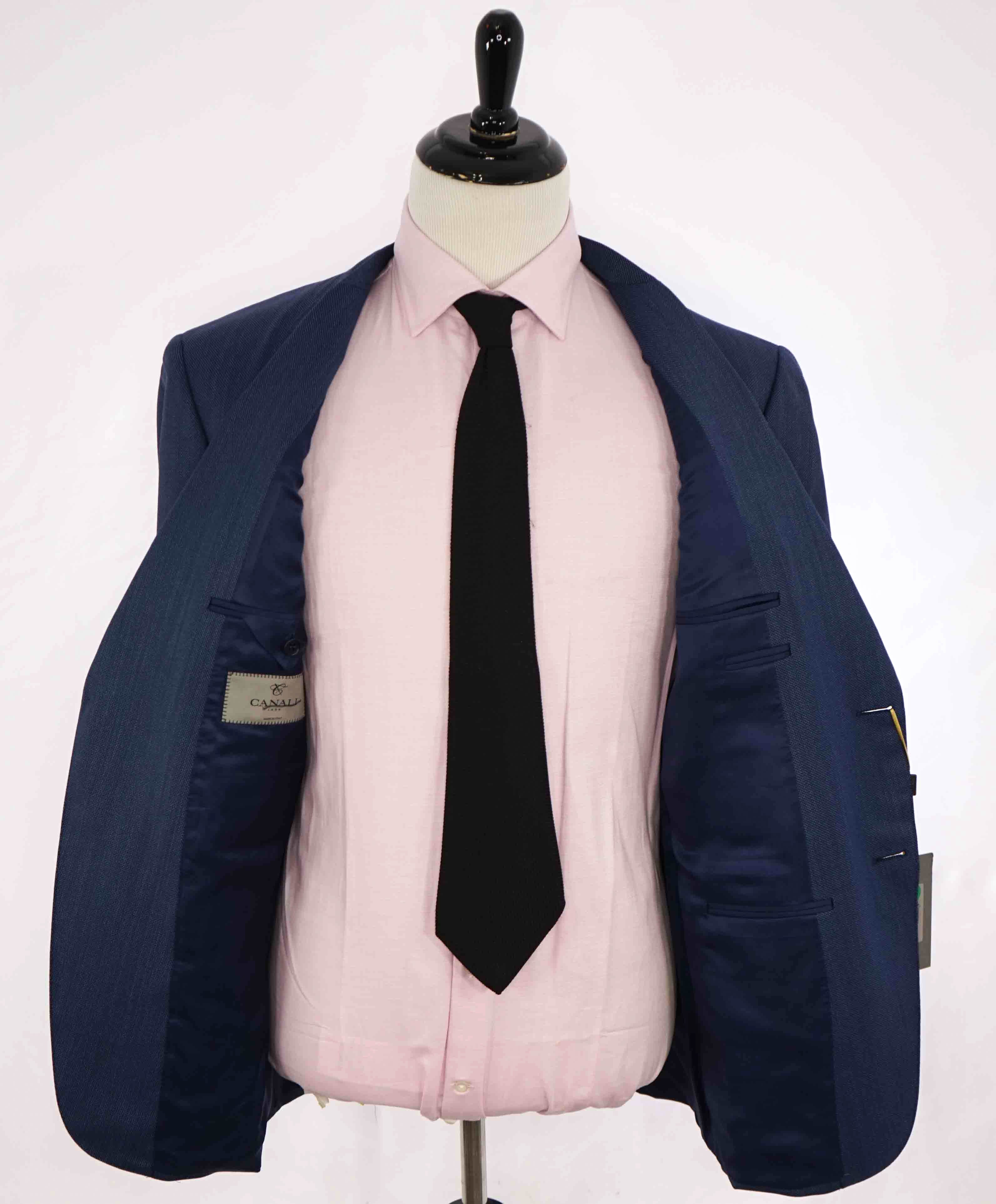 $1,895 CANALI - Light Blue Textured Birdseye Wool Blazer - 48L