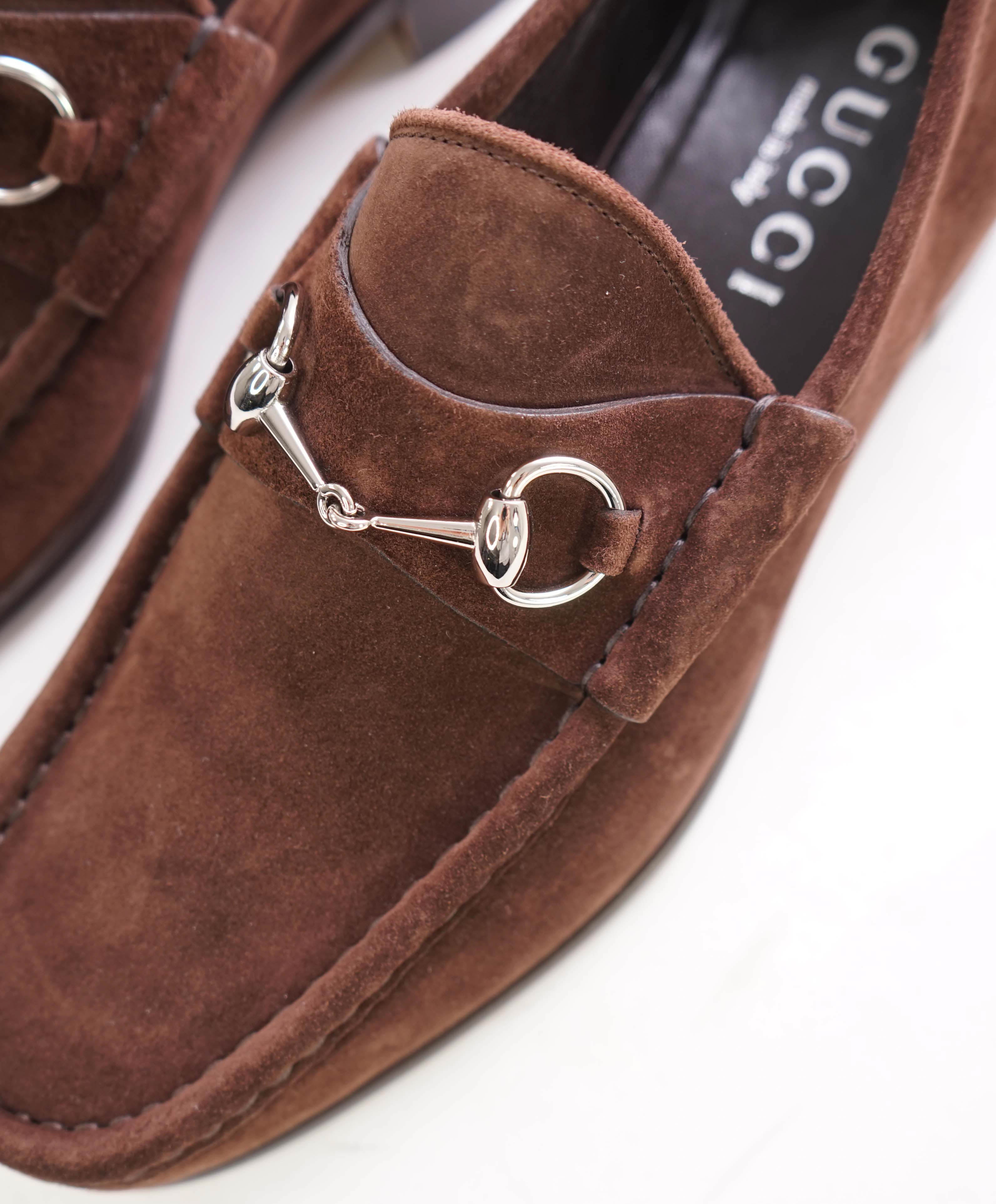$990 GUCCI - 1955 Horse-bit Loafers Brown Suede Iconic Style - 11 US (44EU)