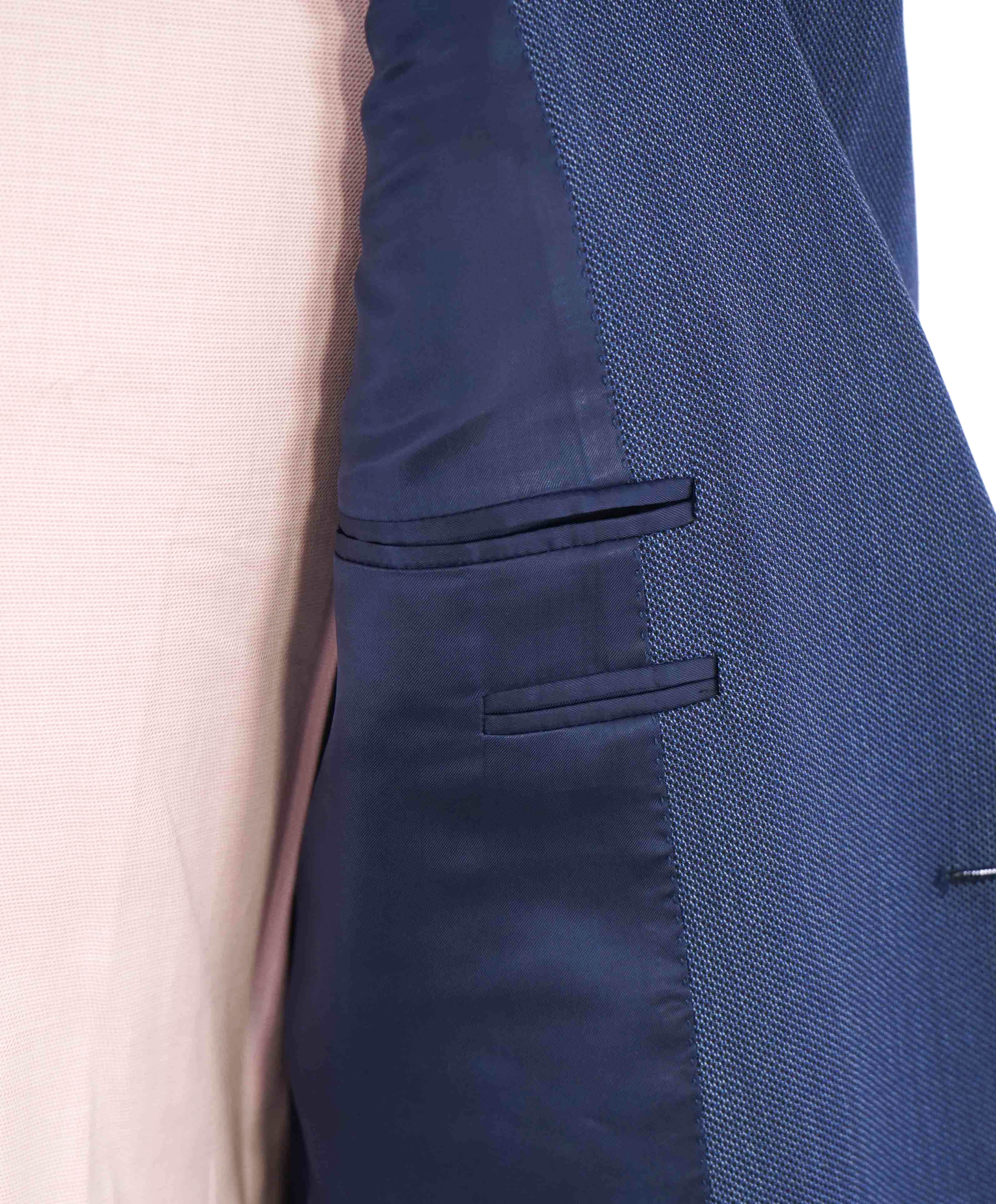 $1,895 CANALI - Light Blue Textured Birdseye Wool Blazer - 48L