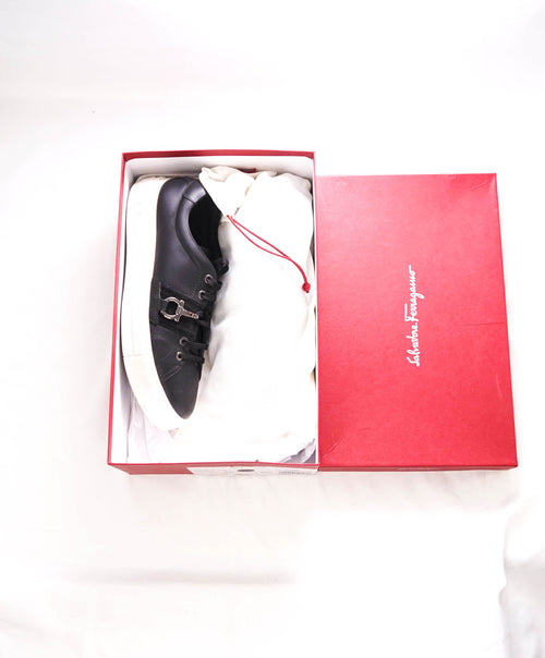 $750 SALVATORE FERRAGAMO - "SULTAN"  *GANCINI* Black Sneaker - 7 M US