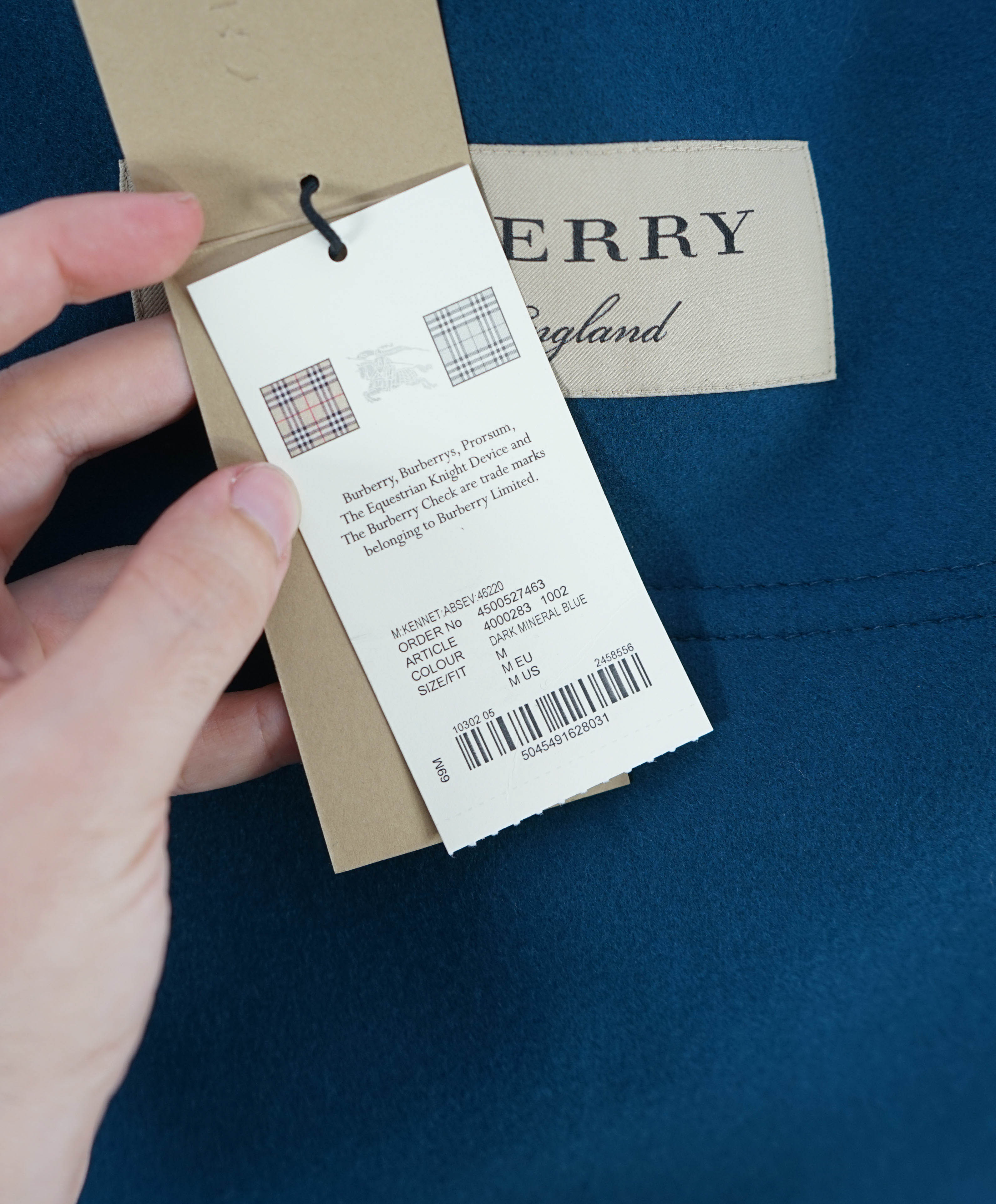 BURBERRY - CASHMERE/WOOL Blend Engraved Toggle Blue Coat - M