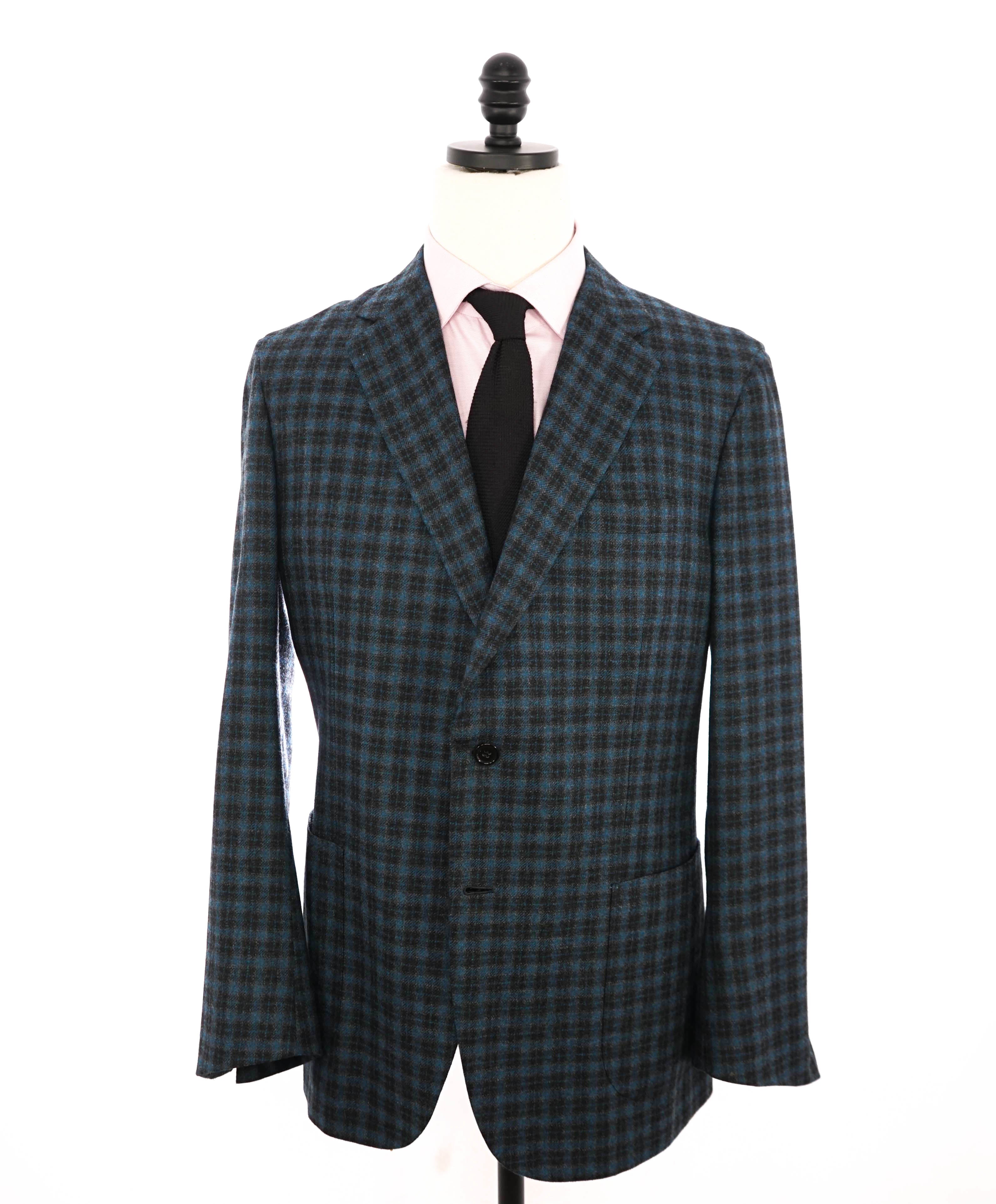 $4,800 BRIONI - CASHMERE Blue / Brown Patch Pocket Hand Made Italy Blazer- 42R US