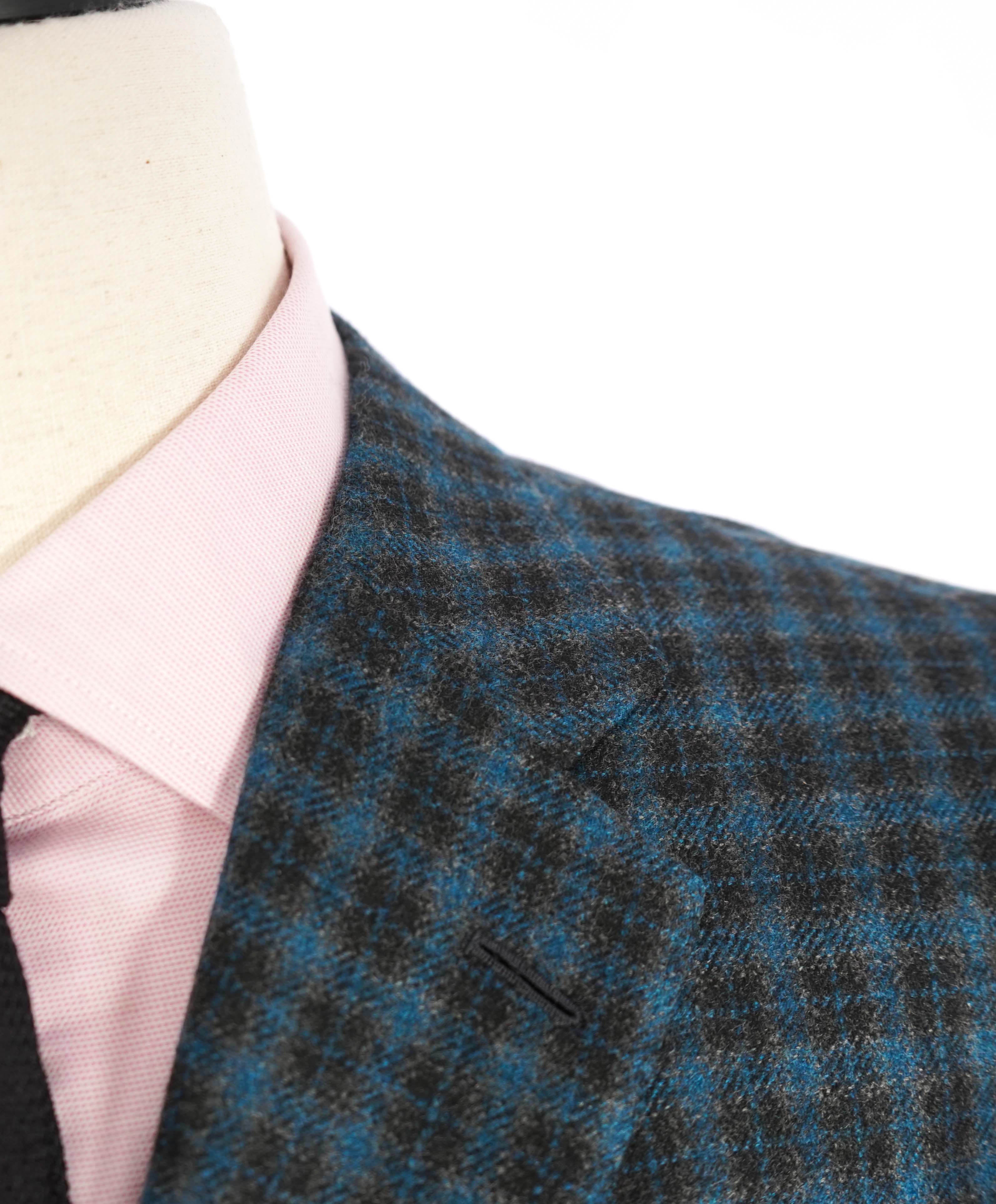 $4,800 BRIONI - CASHMERE Blue / Brown Patch Pocket Hand Made Italy Blazer- 42R US