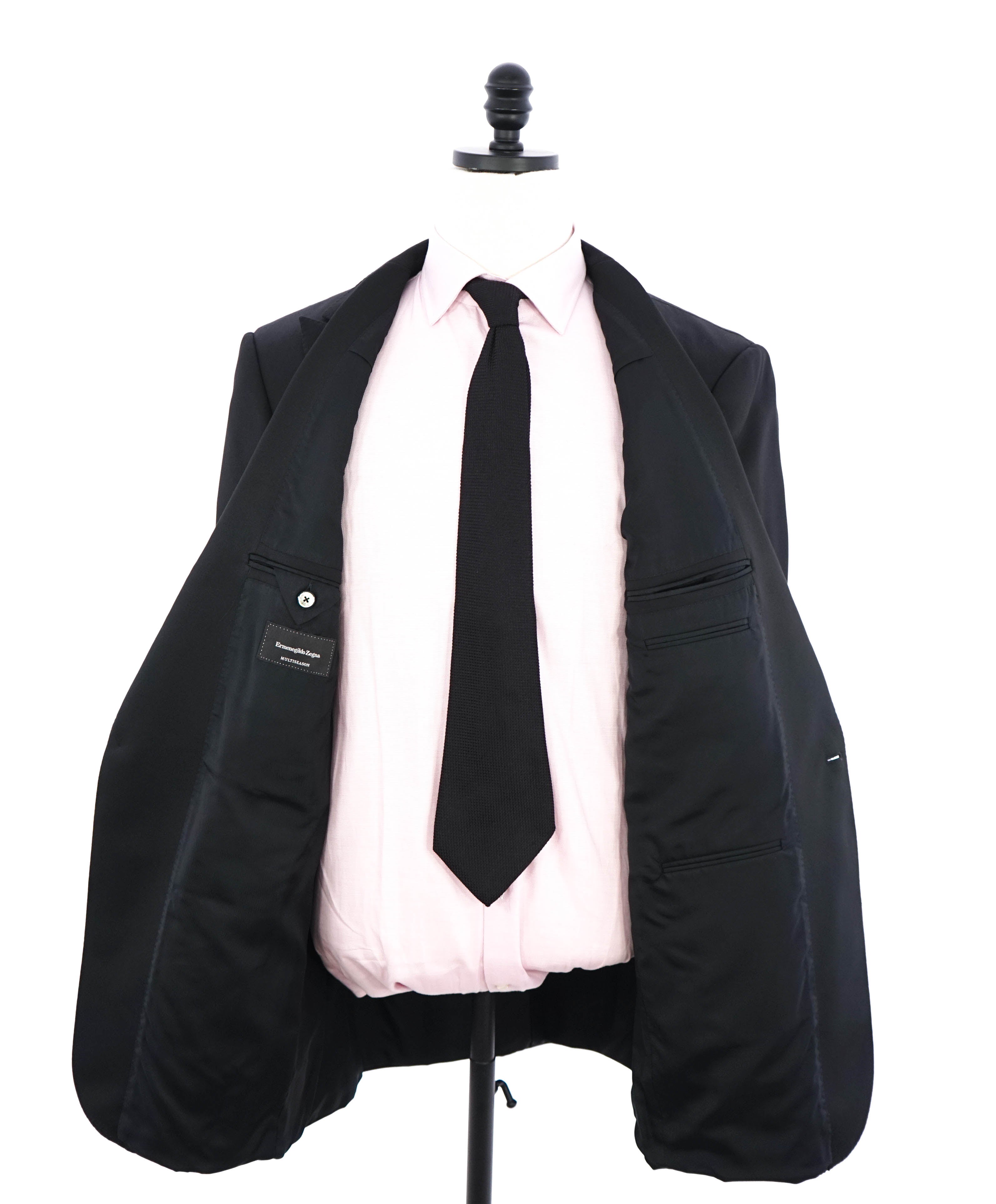 $3,995 ERMENEGILDO ZEGNA - PEAK LAPEL Black Wool Tuxedo- 46L