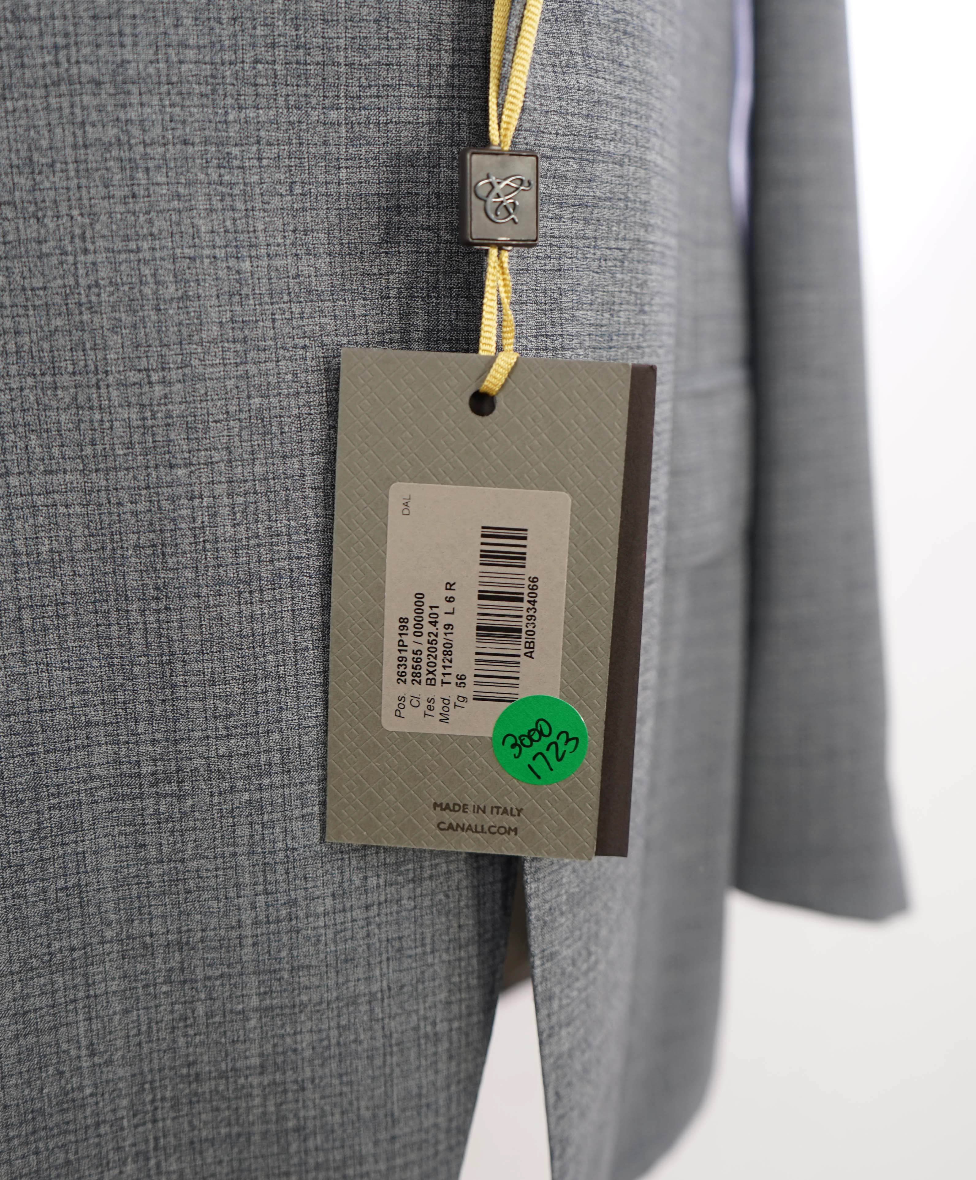 $3,095 CANALI - **EXCLUSIVE**SUPER 150's Steel Blue Textured Notch Lapel Suit - 46R