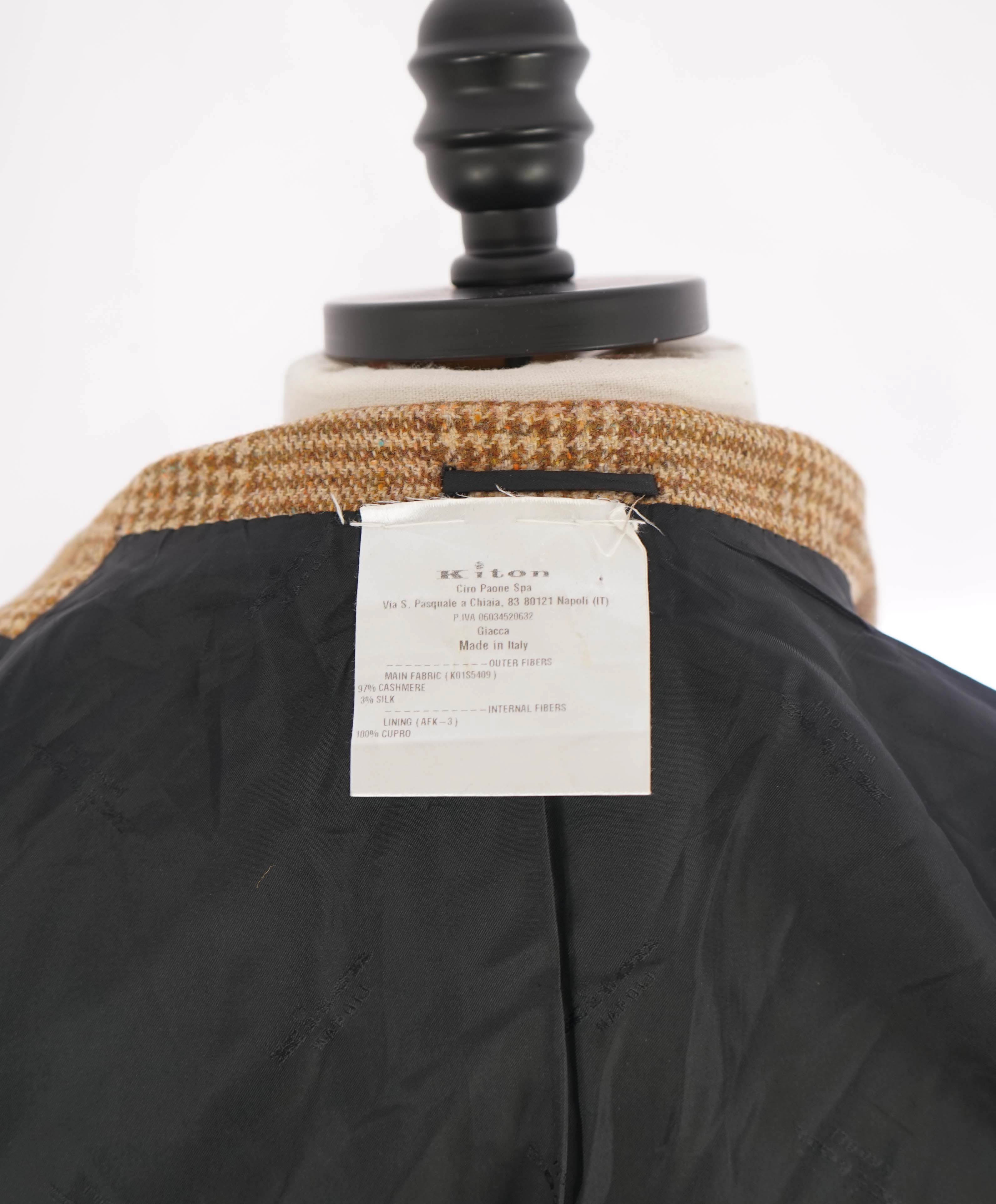 $9,600 KITON - *CASHMERE* Camel Multi-Color Check Neutral Blazer - 40R