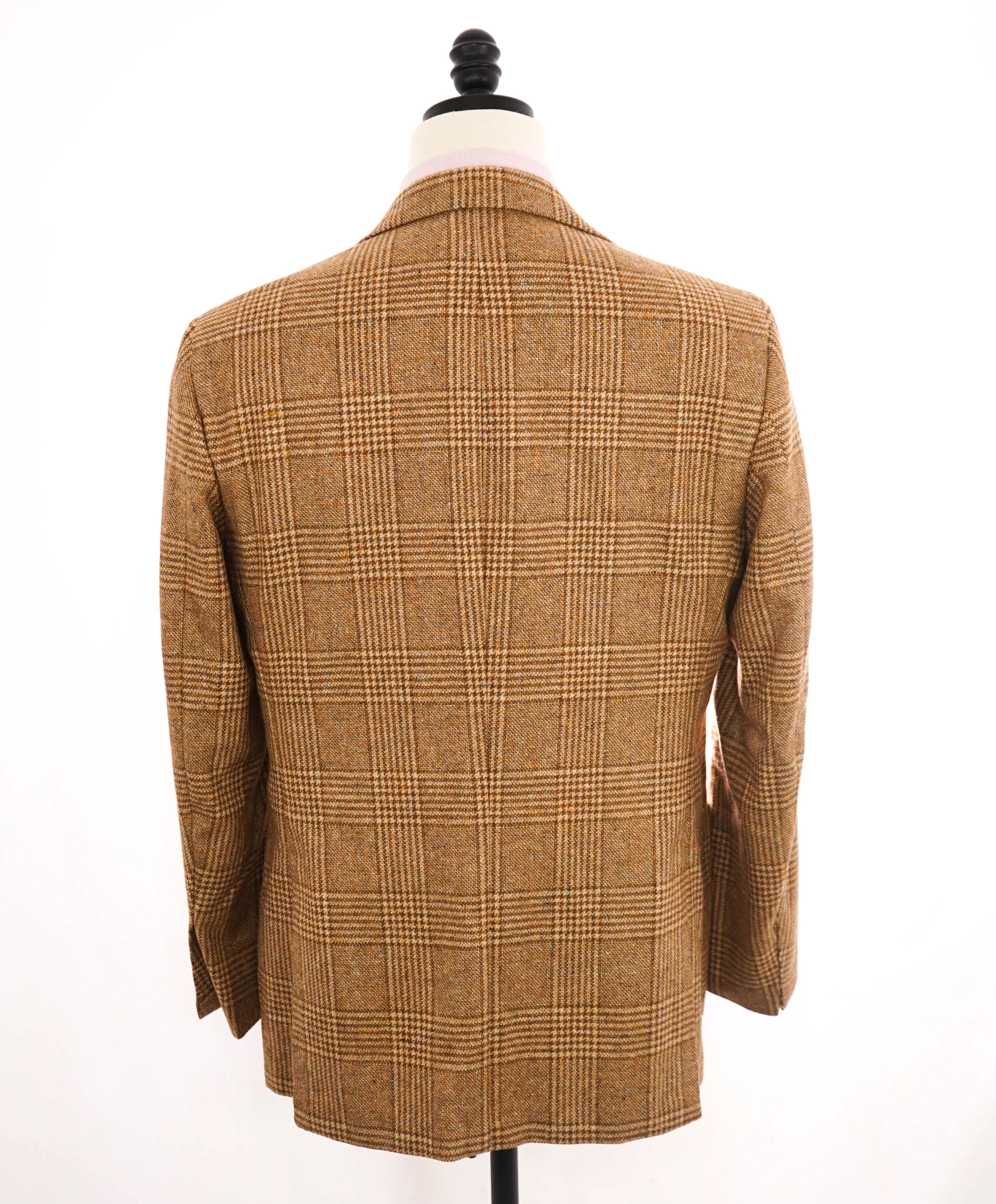 $9,600 KITON - *CASHMERE* Camel Multi-Color Check Neutral Blazer - 40R