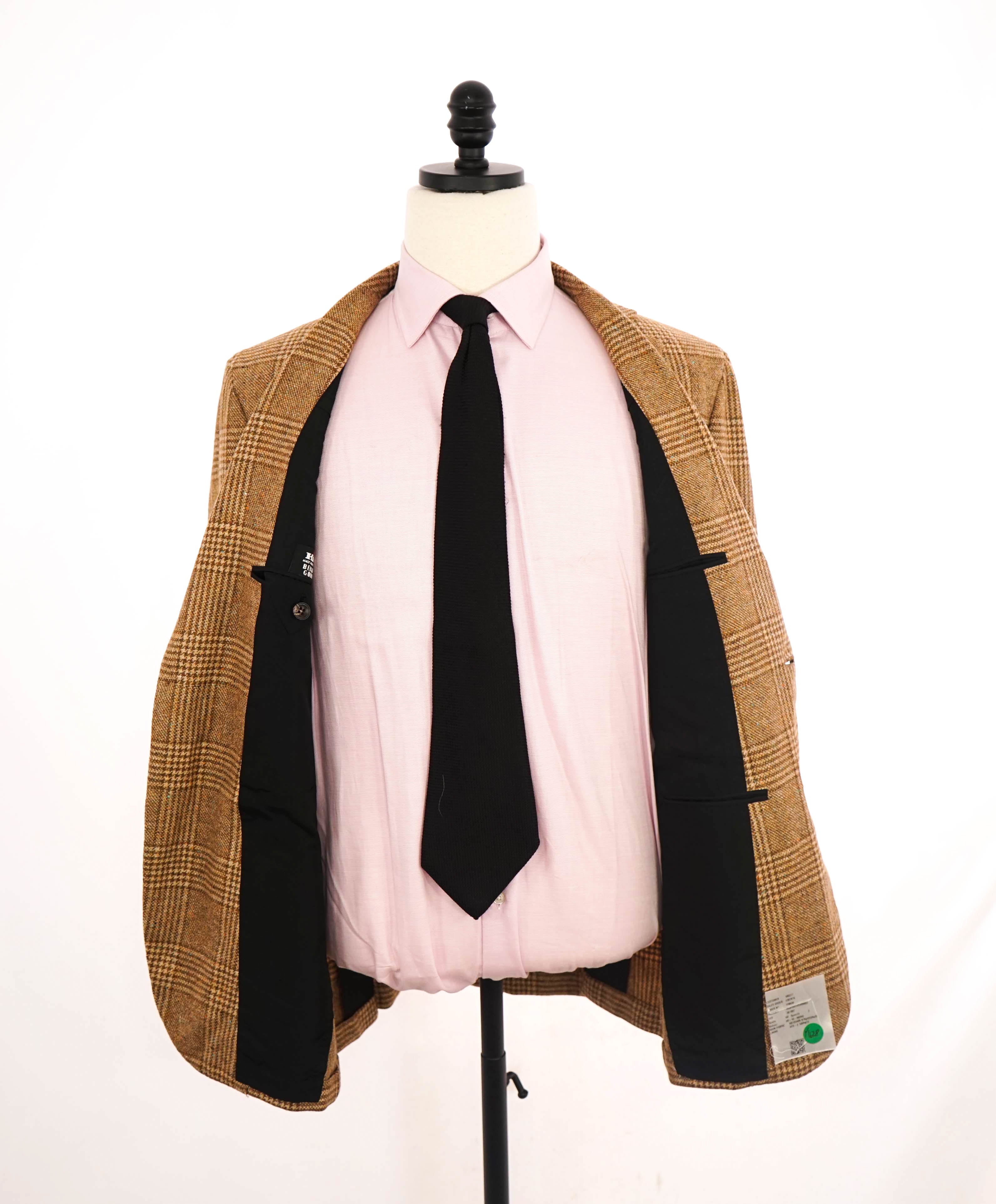$9,600 KITON - *CASHMERE* Camel Multi-Color Check Neutral Blazer - 40R