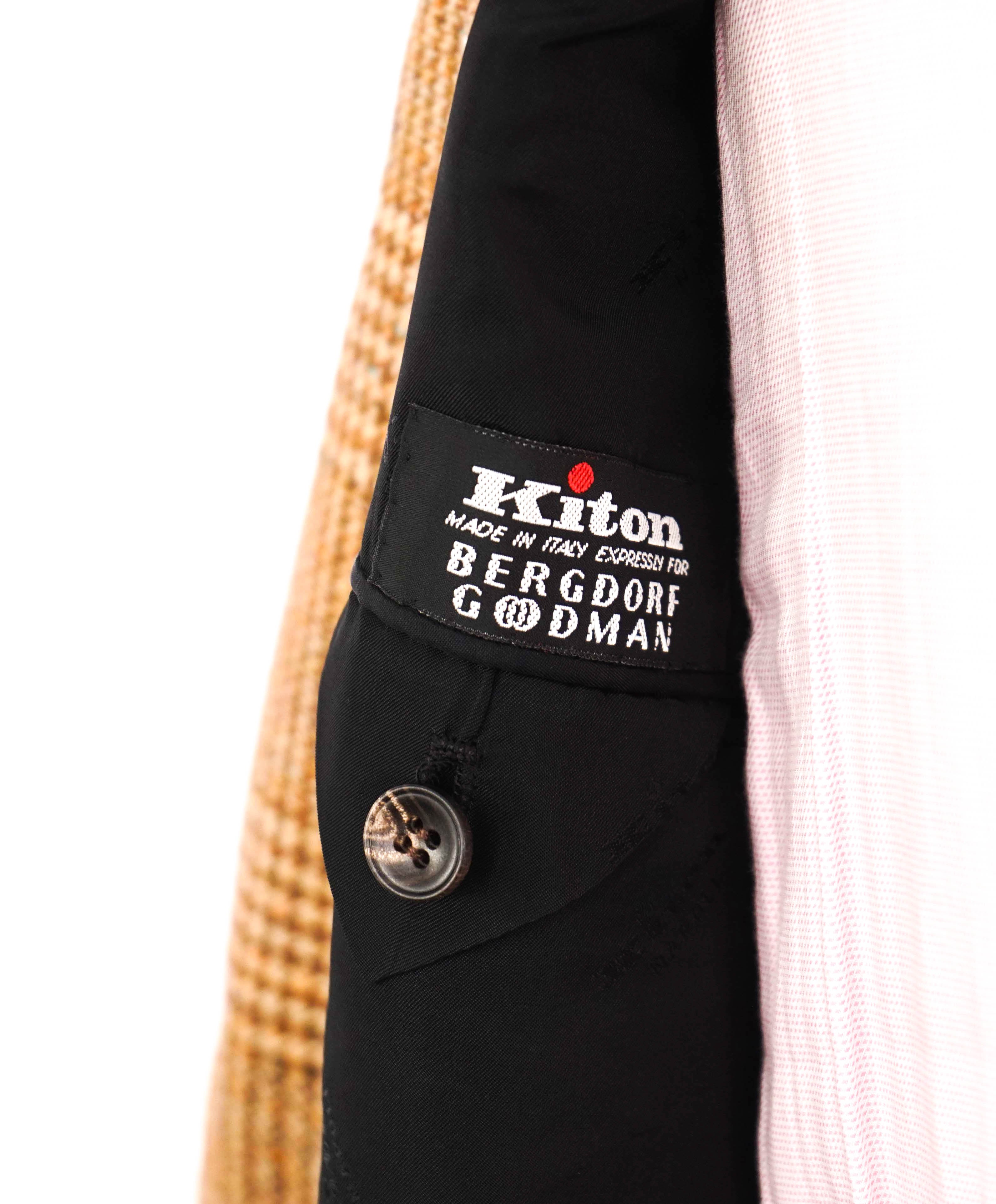 $9,600 KITON - *CASHMERE* Camel Multi-Color Check Neutral Blazer - 40R