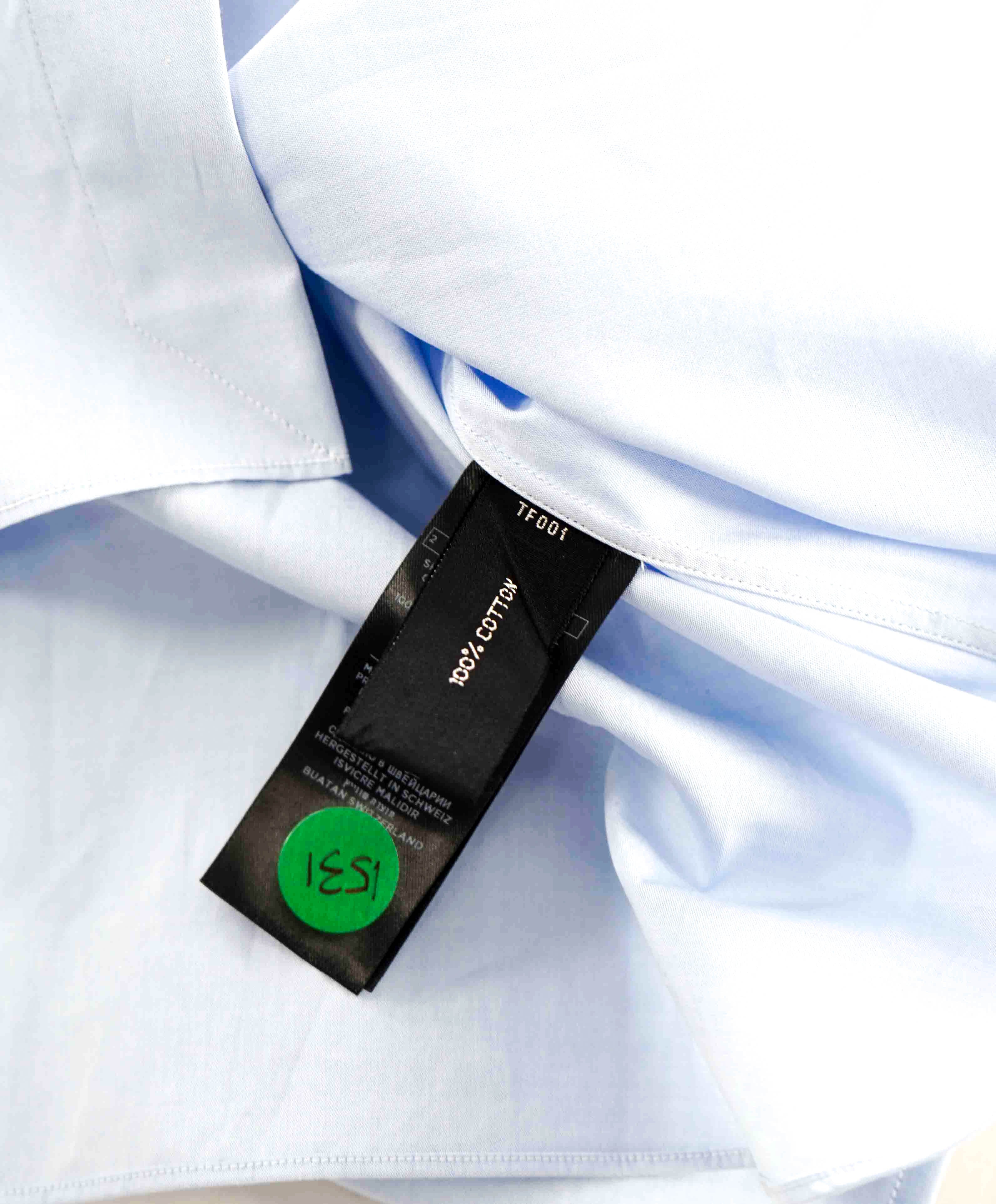 $780 TOM FORD - *COLLAR BAR* Blue French Cuff Button Down Shirt - 15.75