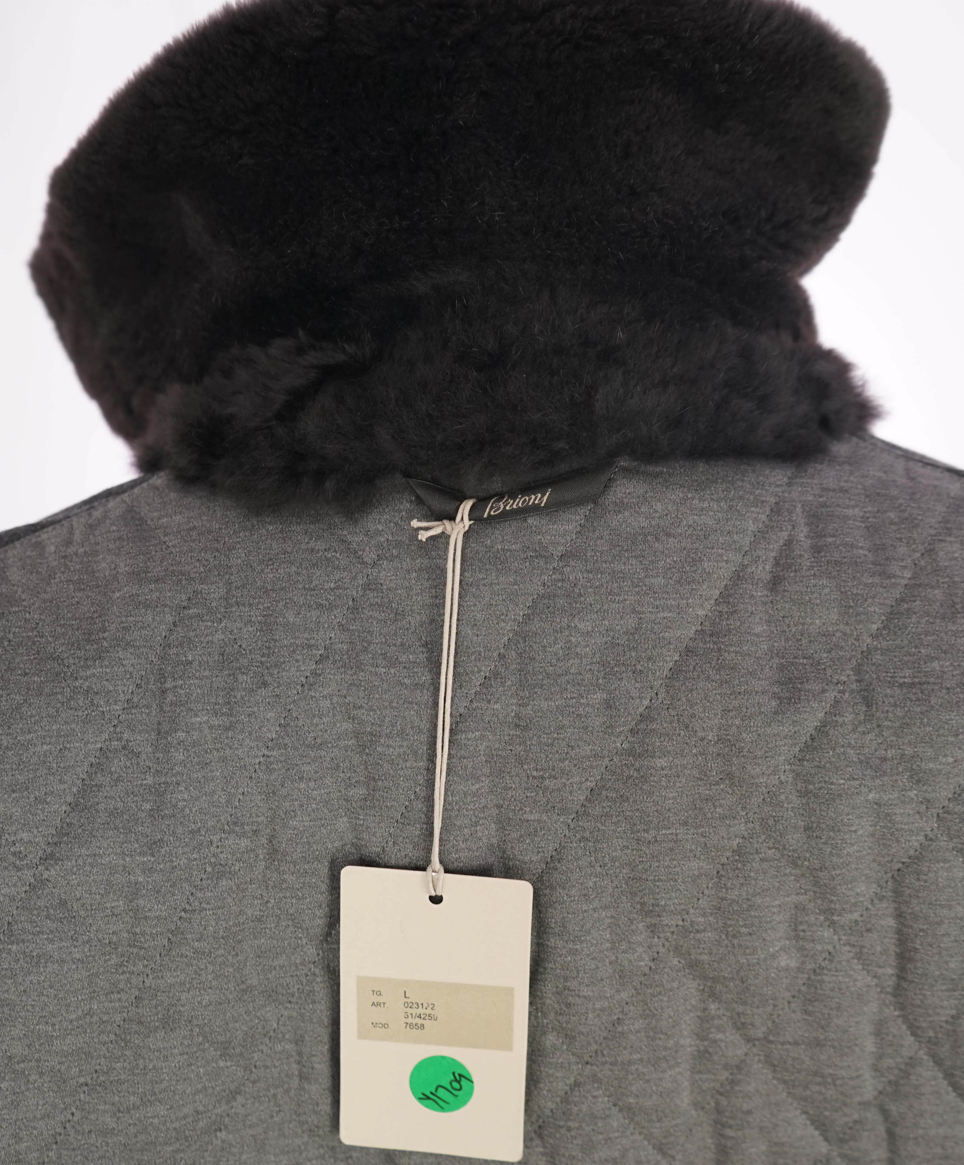 $6,850 BRIONI - Water Repellent FUR COLLAR / CASHMERE Lined LOGO Coat - L