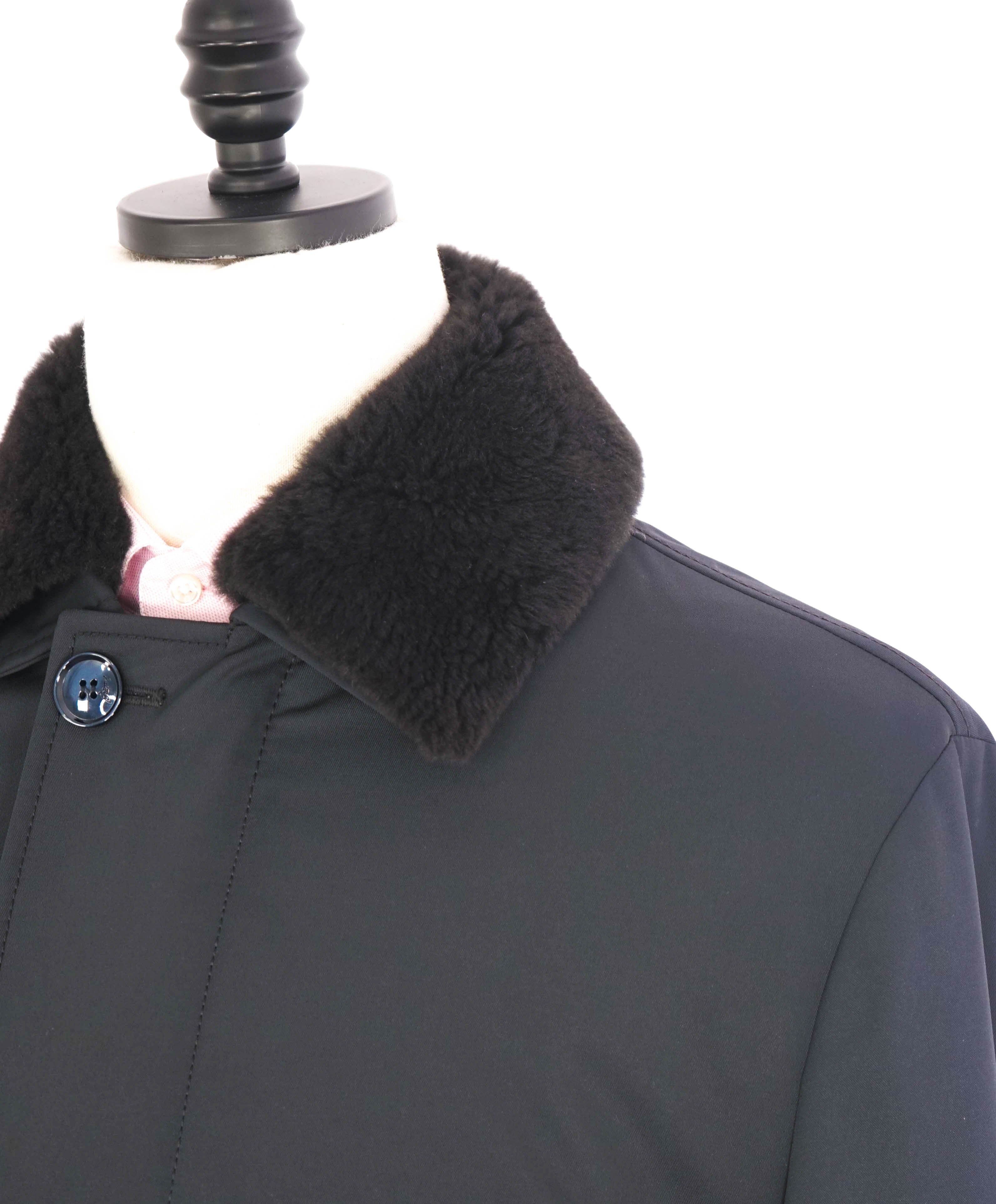 $6,850 BRIONI - Water Repellent FUR COLLAR / CASHMERE Lined LOGO Coat - L