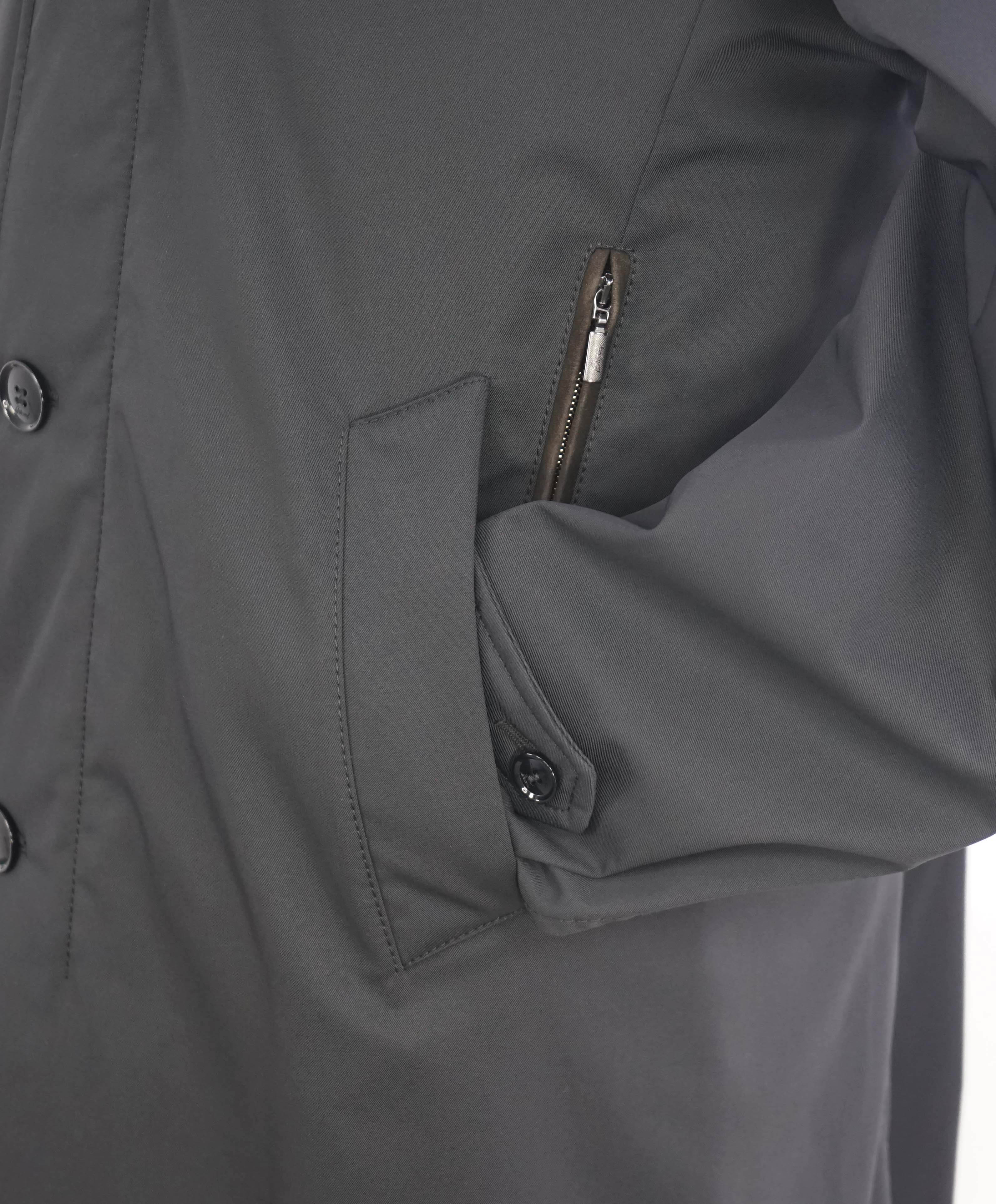 $6,850 BRIONI - Water Repellent FUR COLLAR / CASHMERE Lined LOGO Coat - L