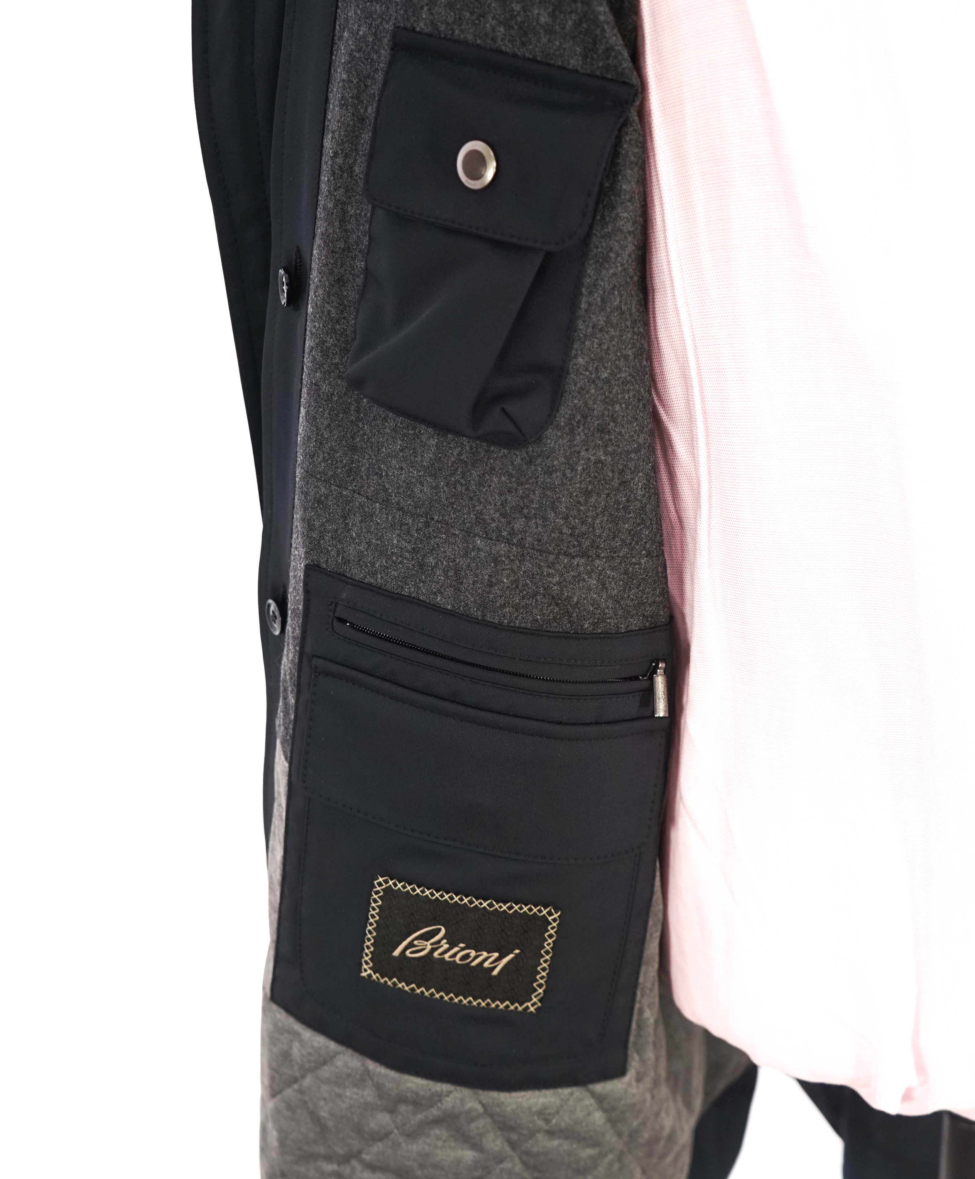 $6,850 BRIONI - Water Repellent FUR COLLAR / CASHMERE Lined LOGO Coat - L