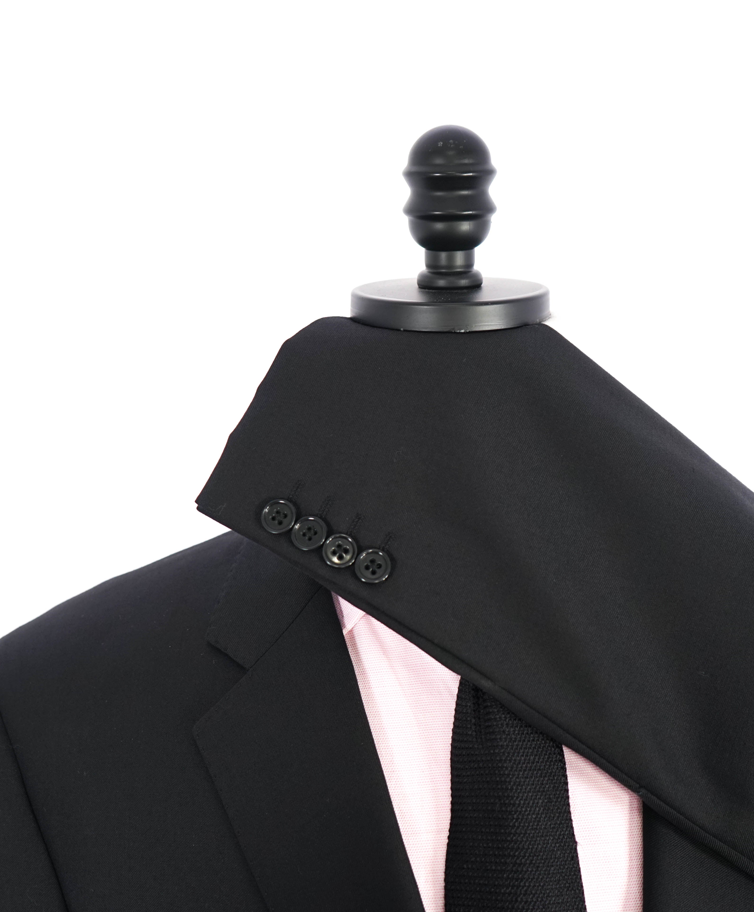 $1,995 EMPORIO ARMANI -Super 130's “G LINE” Black 2-Btn Solid Suit - 46R