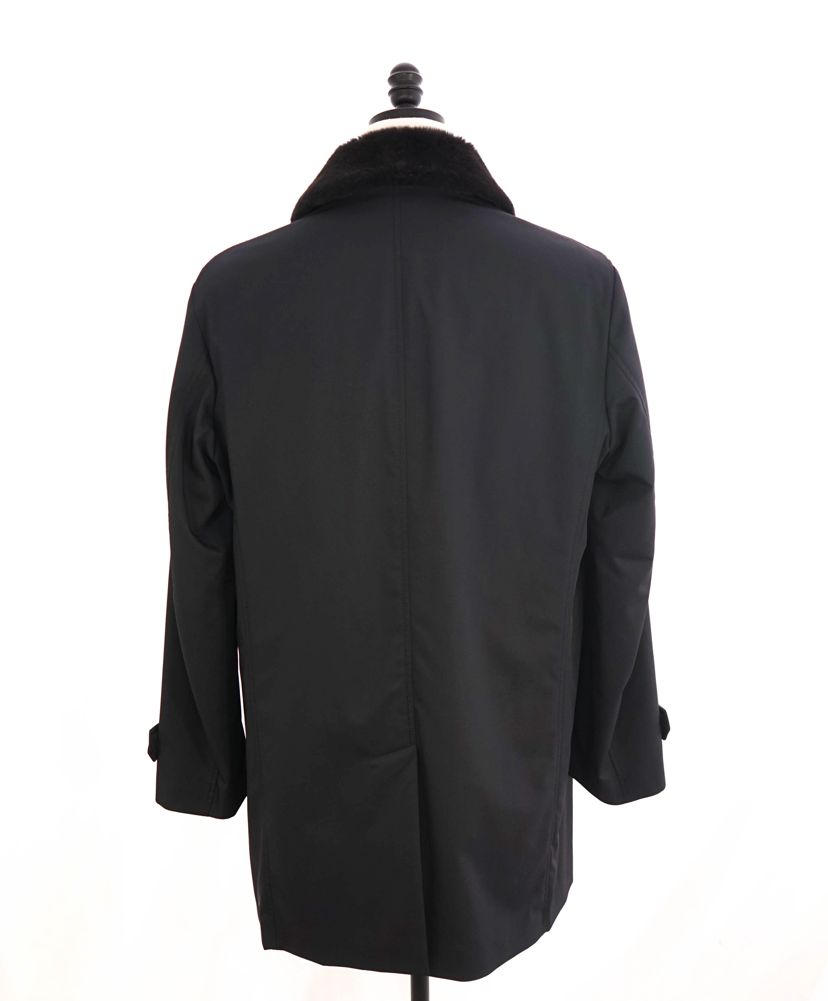 $6,850 BRIONI - Water Repellent FUR COLLAR / CASHMERE Lined LOGO Coat - L