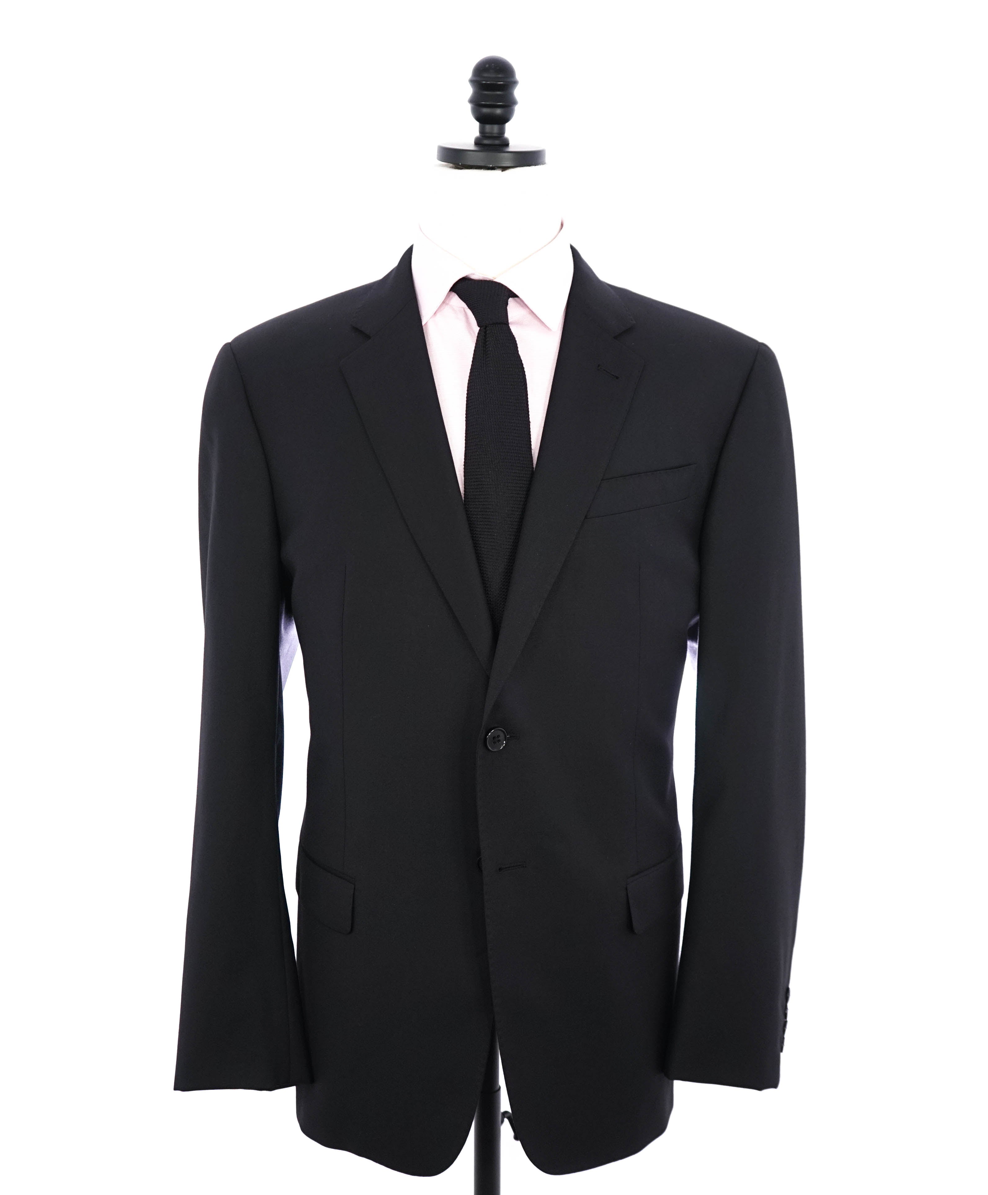 $1,995 EMPORIO ARMANI -Super 130's “G LINE” Black 2-Btn Solid Suit - 46R