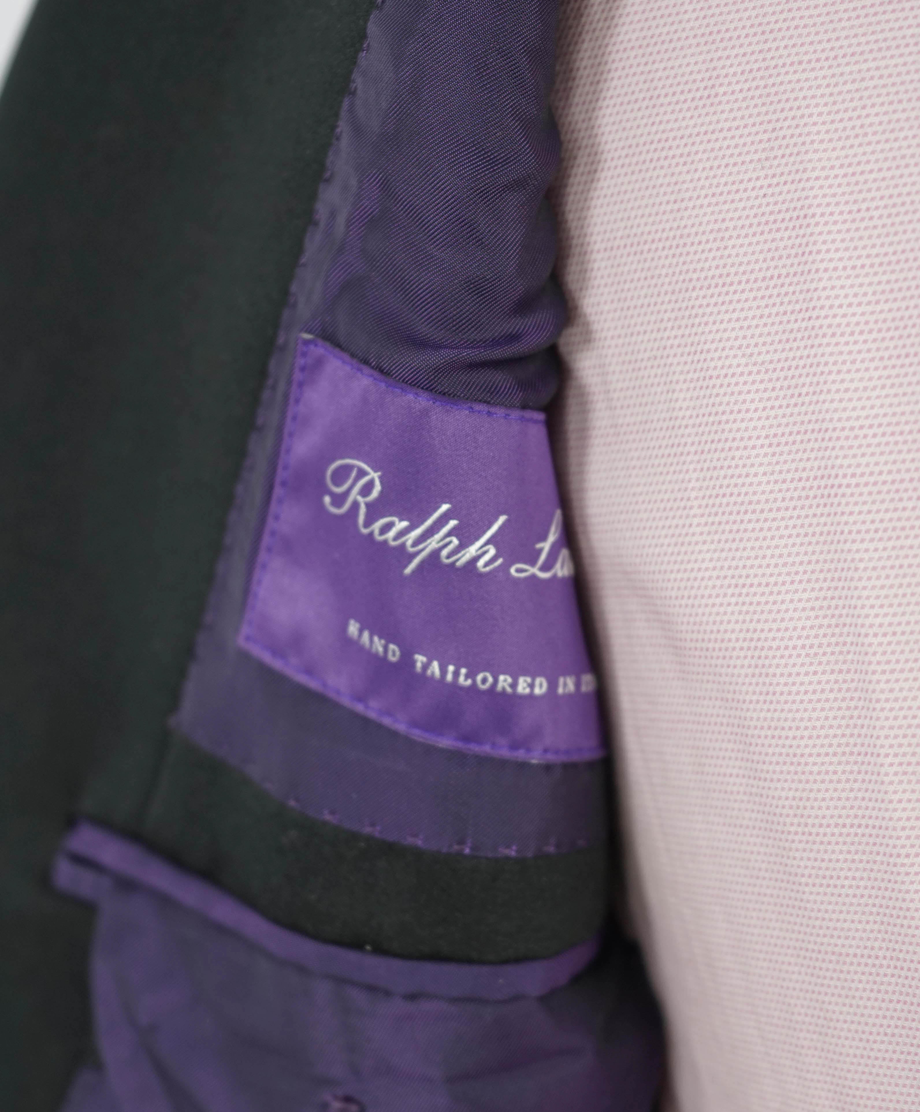 RALPH LAUREN PURPLE LABEL - Black Wool Tuxedo 1-Button Peak Dinner Jacket - 40L