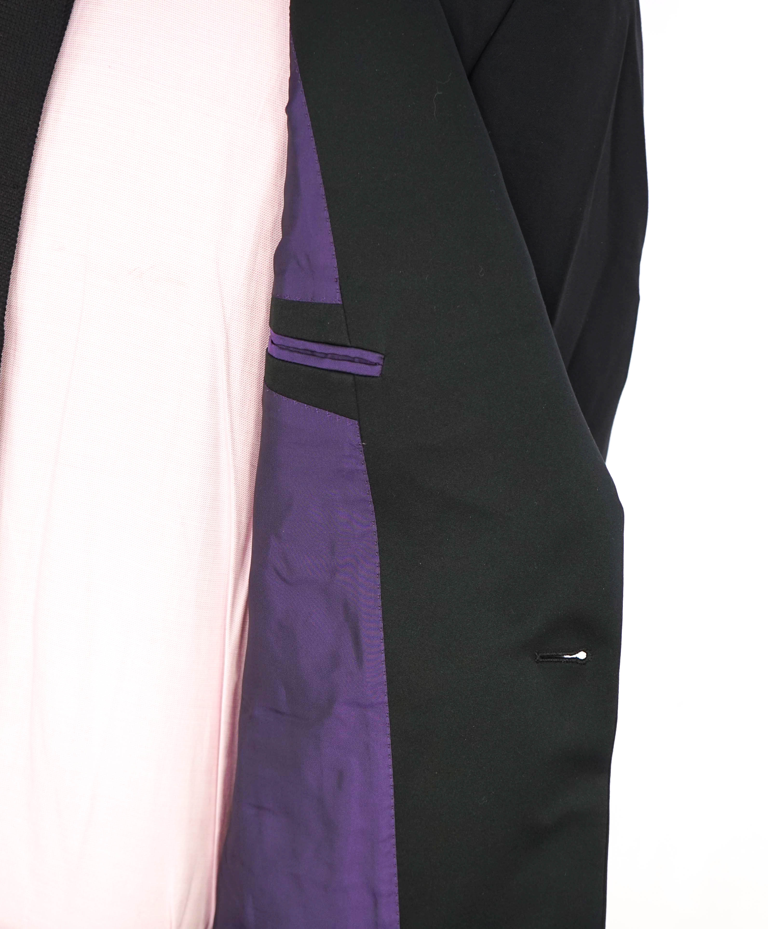 RALPH LAUREN PURPLE LABEL - Black Wool Tuxedo 1-Button Peak Dinner Jacket - 40L