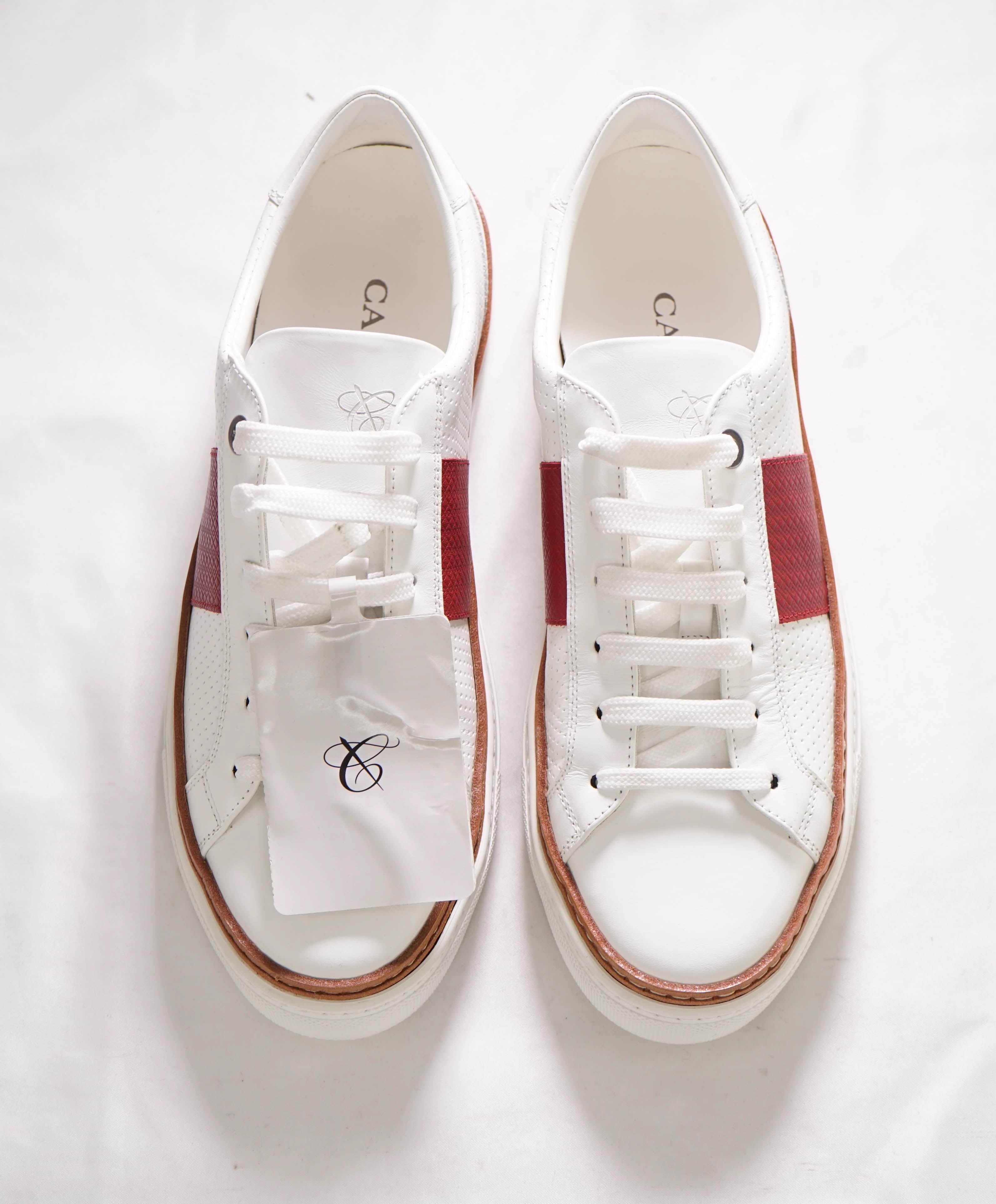CANALI - Hand Stitched Red/White PREMIUM Leather Sneakers - 10 US (43EU)